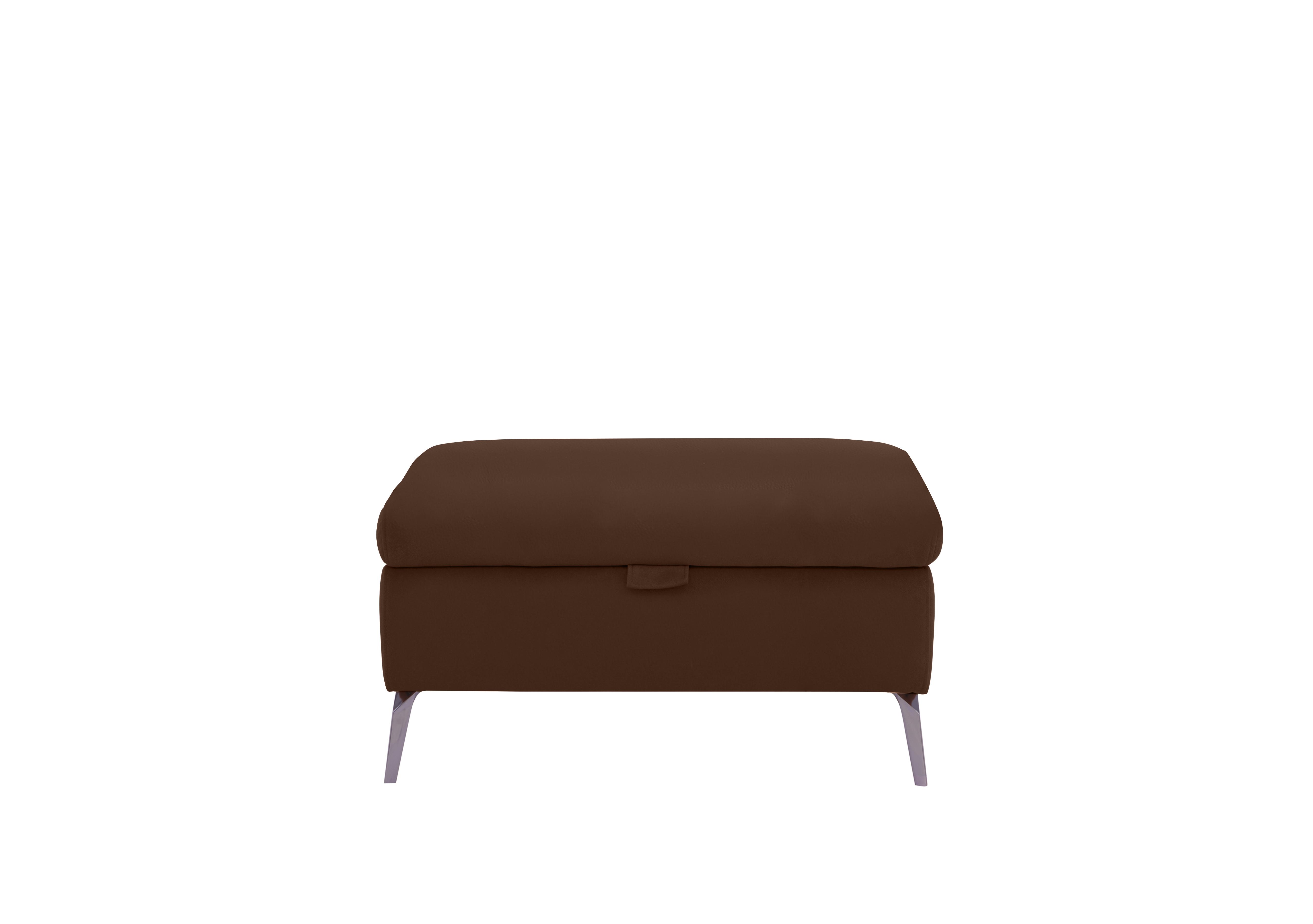 Jude Leather Storage Footstool in Montana Chocolate Cat-60/08 on Furniture Village