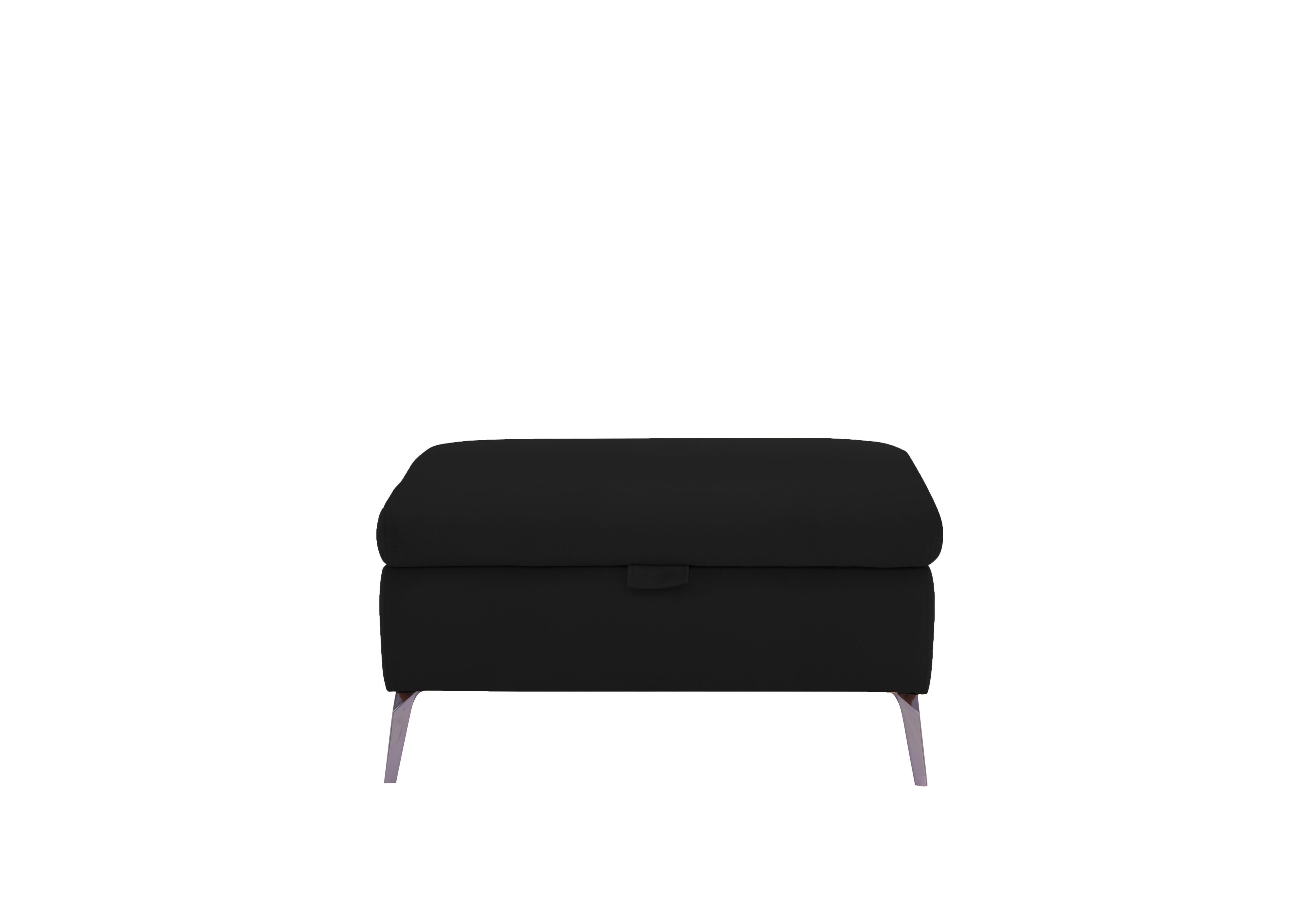 Jude Leather Storage Footstool in Oslo Jet Black Cat-40/23 on Furniture Village