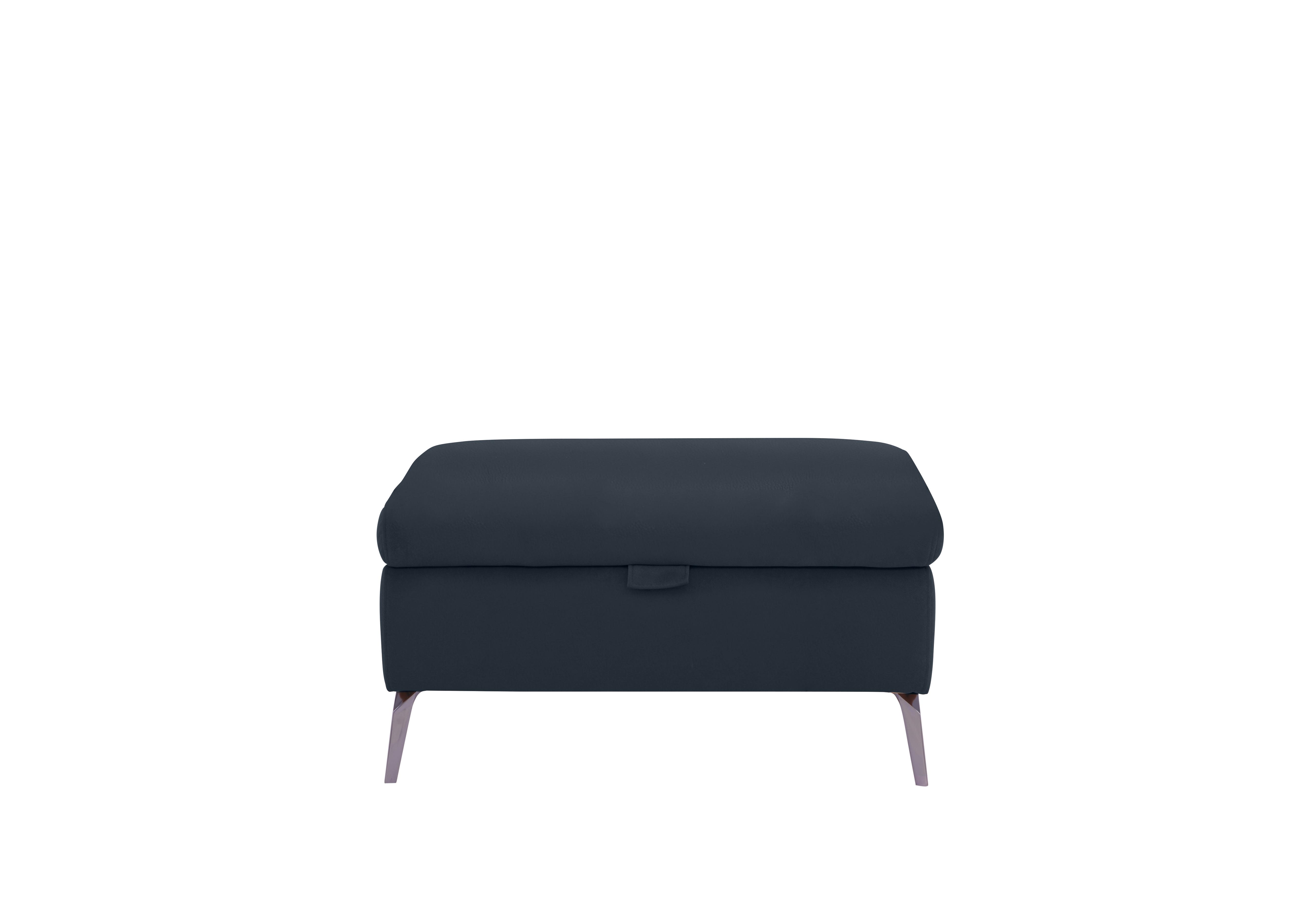 Jude Leather Storage Footstool in Oslo Peacock Cat-40/09 on Furniture Village