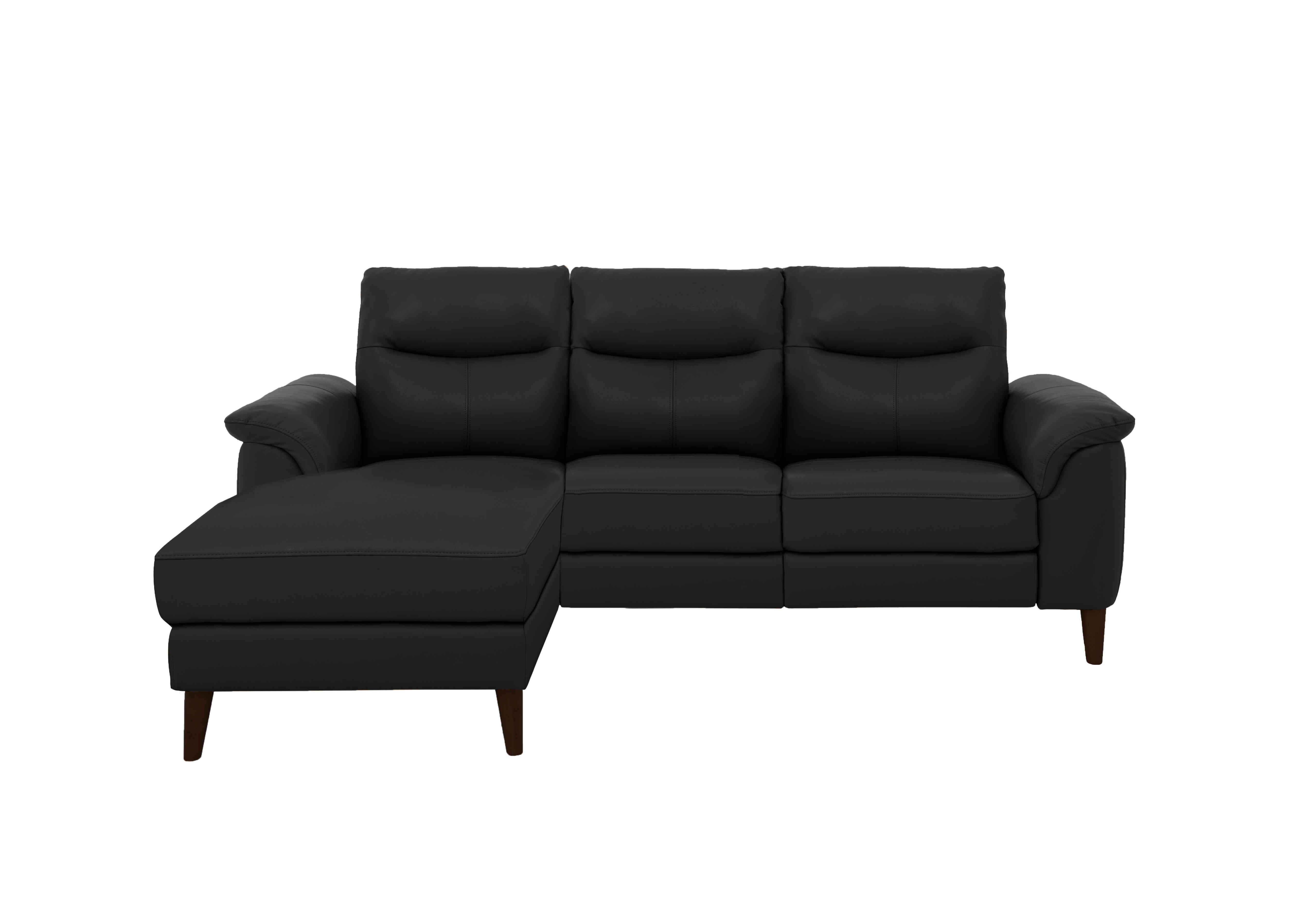 Morgan 3 Seater Leather Sofa with Chaise End in Florida Black Cat-35/02 on Furniture Village