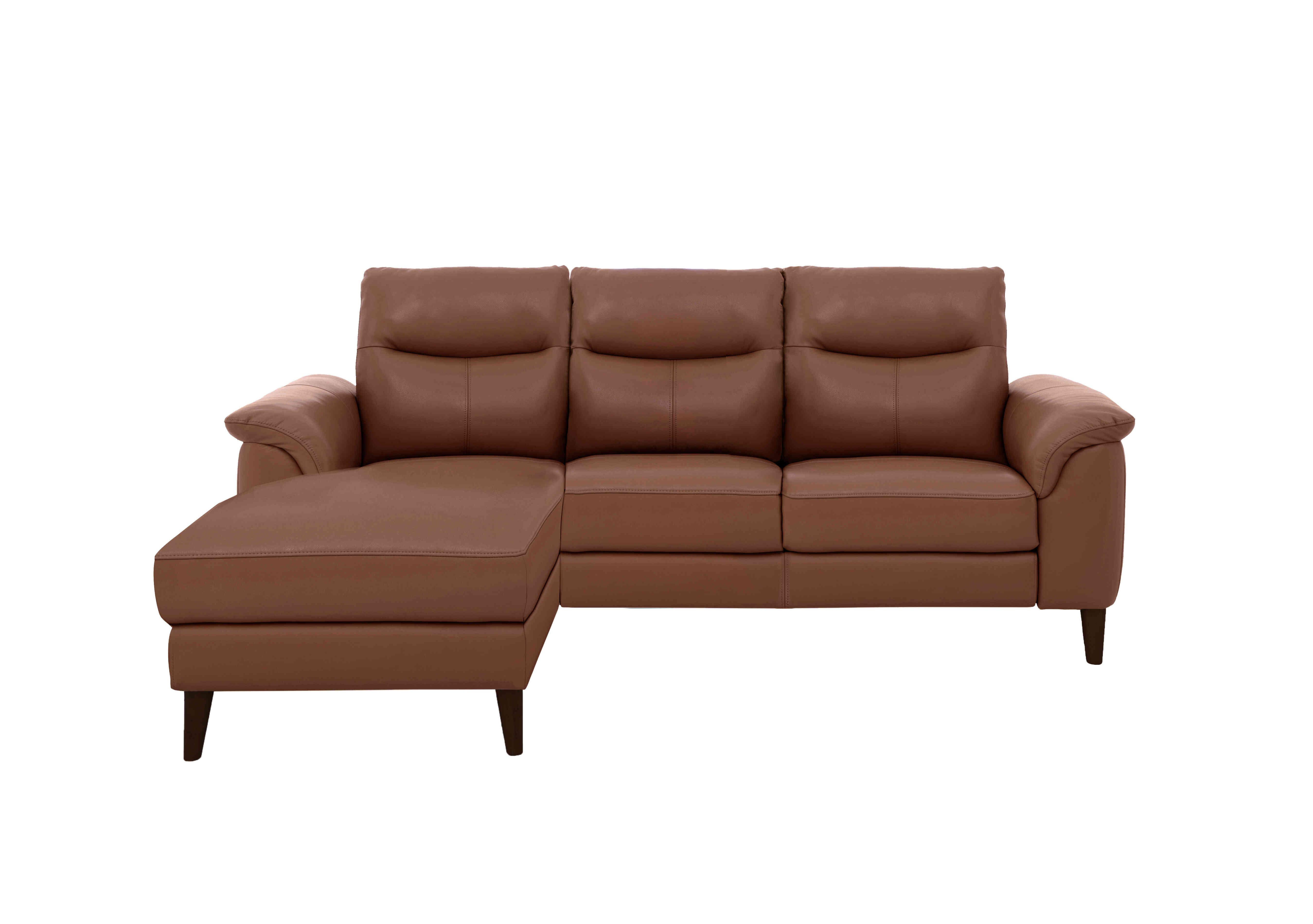 Morgan 3 Seater Leather Sofa with Chaise End in Florida Butterscotch Cat-35/11 on Furniture Village