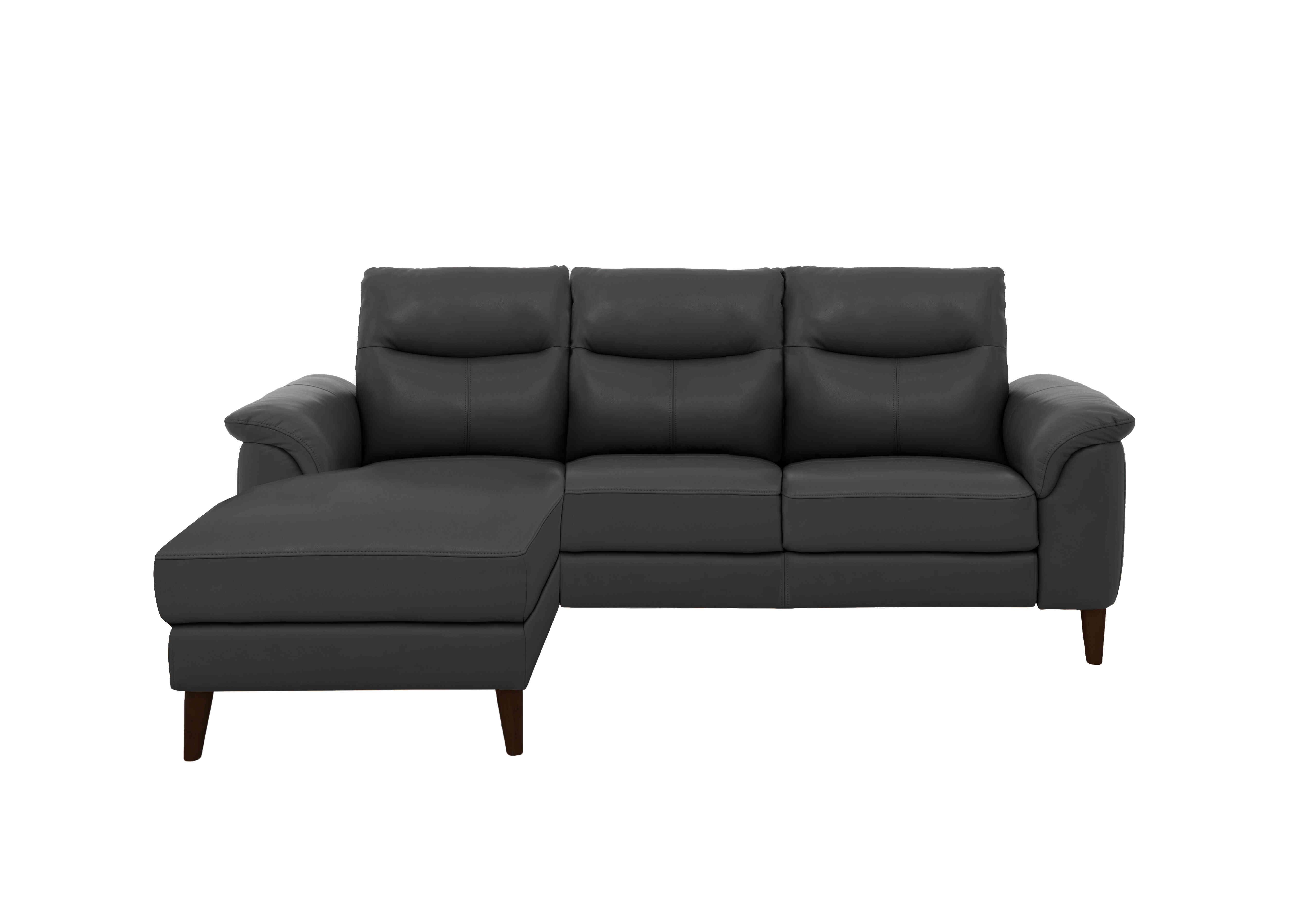 Morgan 3 Seater Leather Sofa with Chaise End in Florida Graphite Cat-35/01 on Furniture Village