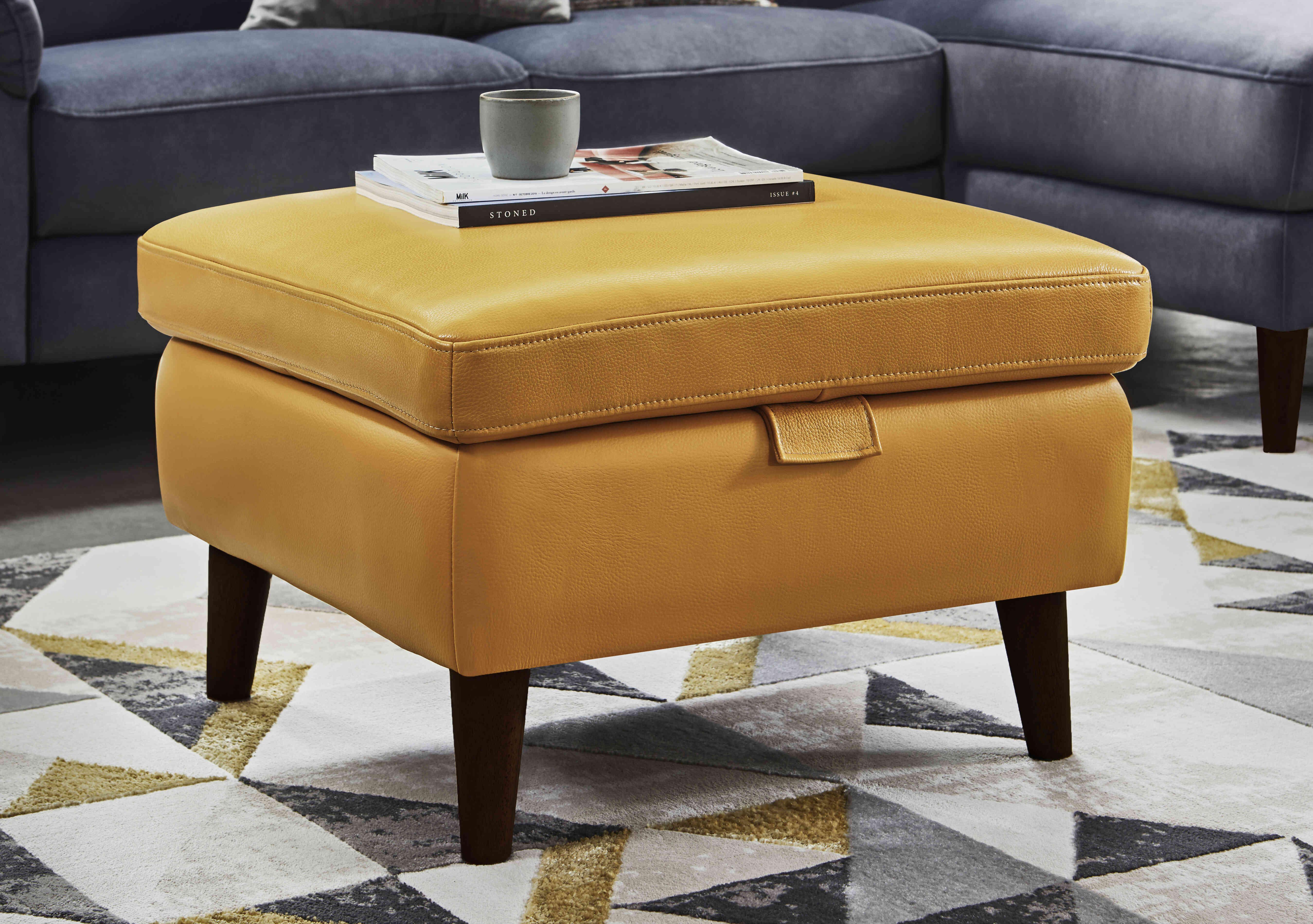 Morgan Leather Storage Footstool in  on Furniture Village