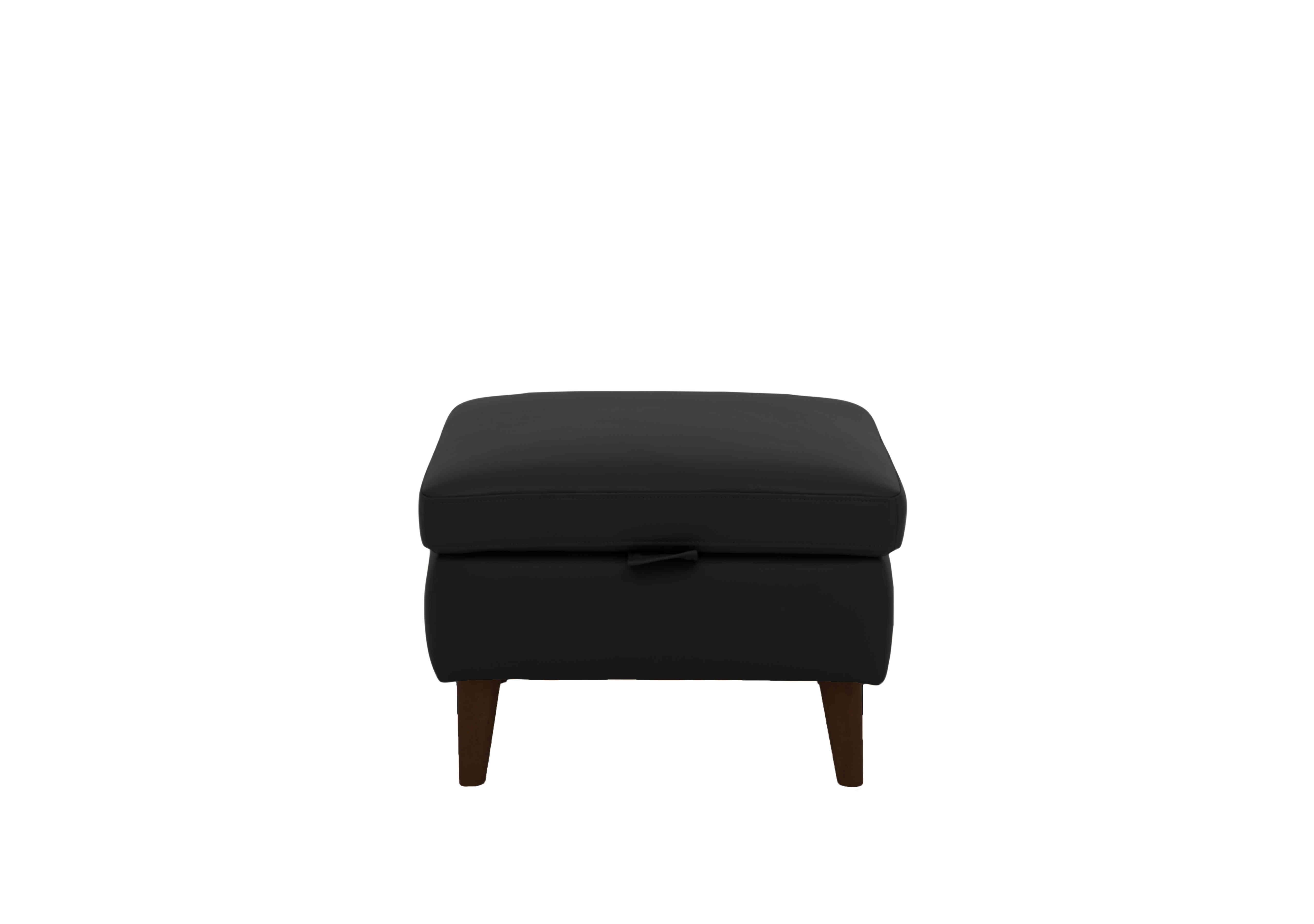 Morgan Leather Storage Footstool in Florida Black Cat-35/02 on Furniture Village