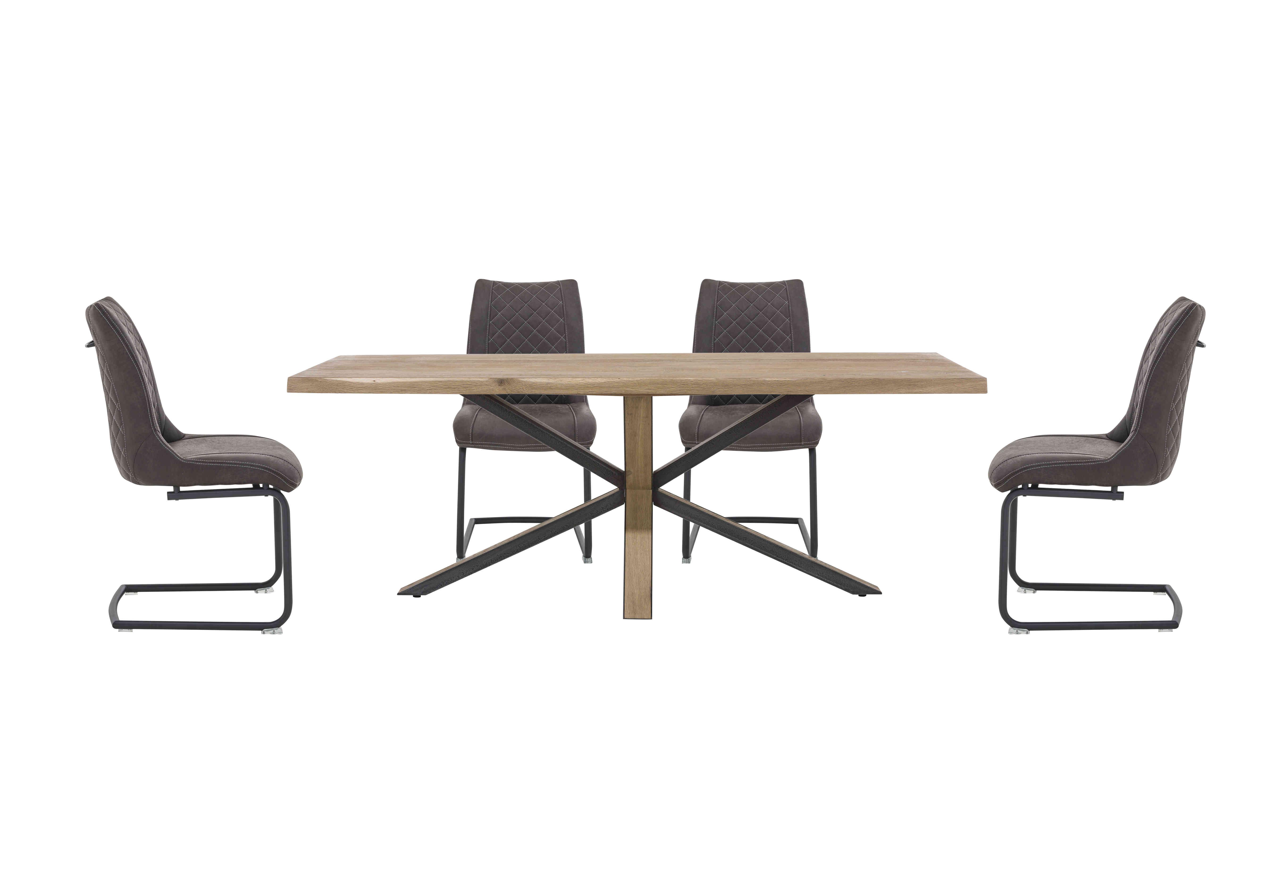 Detroit Starburst Leg Dining Table and 4 Baltimore Dining Chairs Dining Set in Anthracite on Furniture Village