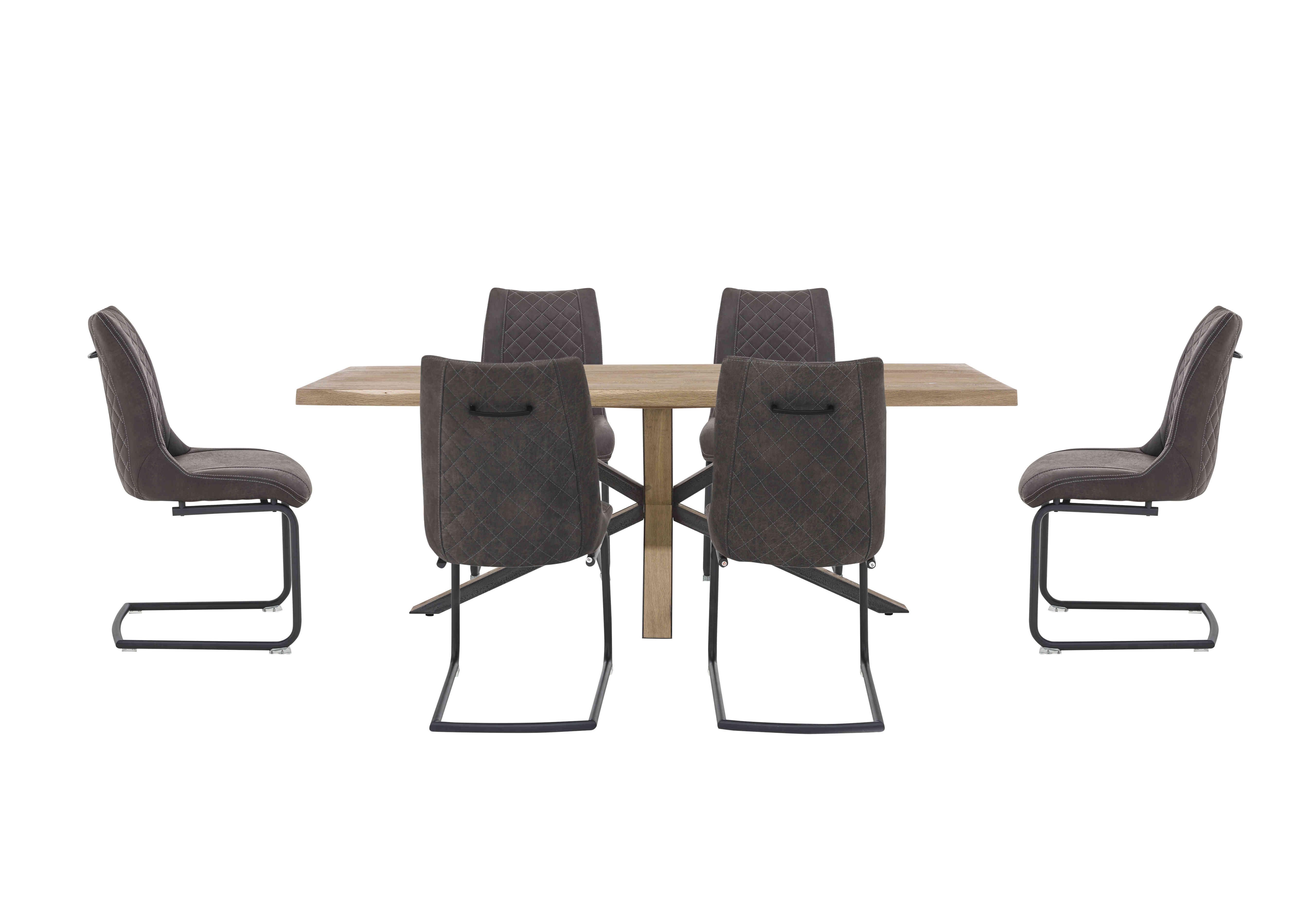 Detroit Starburst Leg Dining Table and 6 Baltimore Dining Chairs Dining Set in Anthracite on Furniture Village