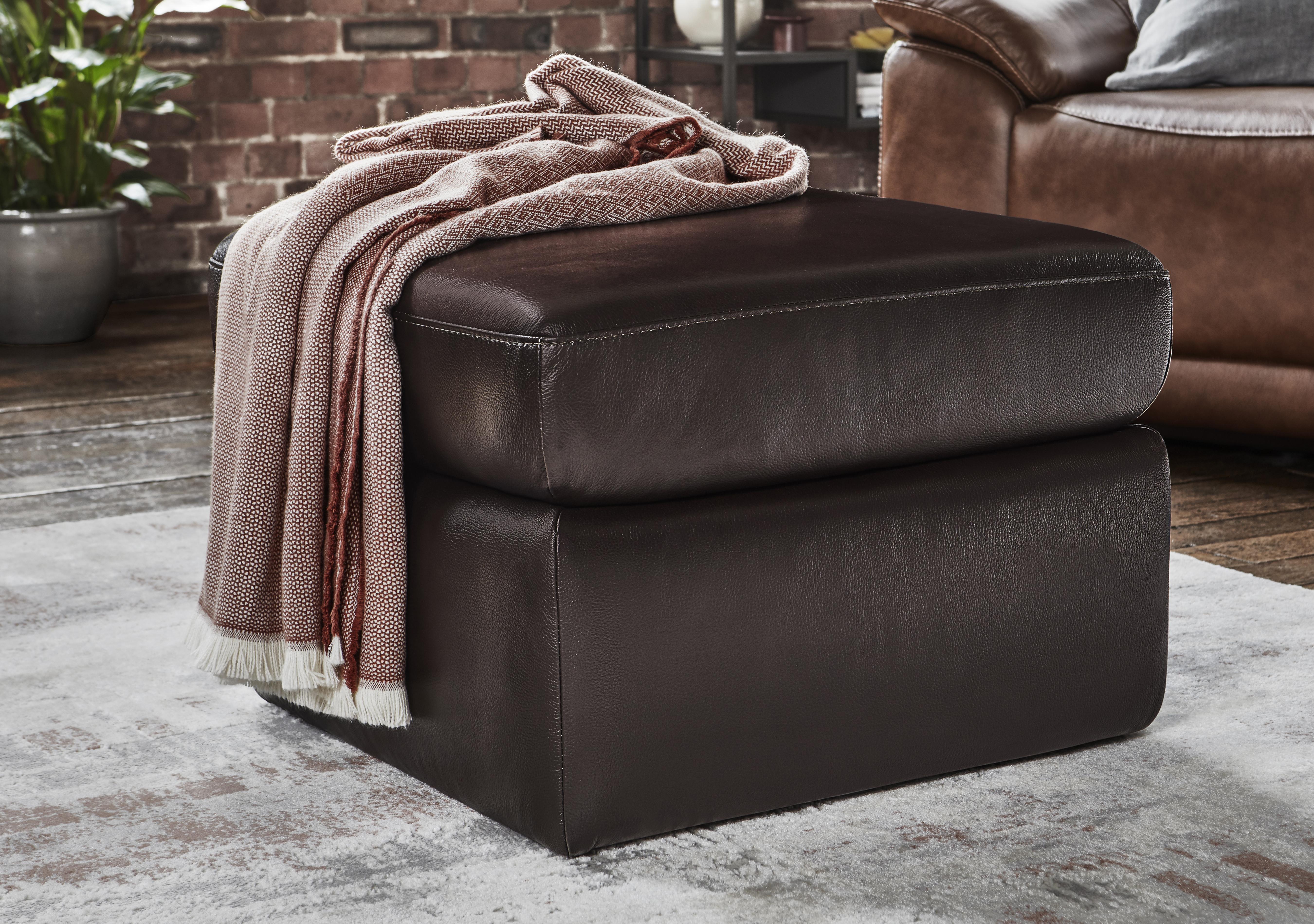 Utah Leather Storage Footstool in  on Furniture Village