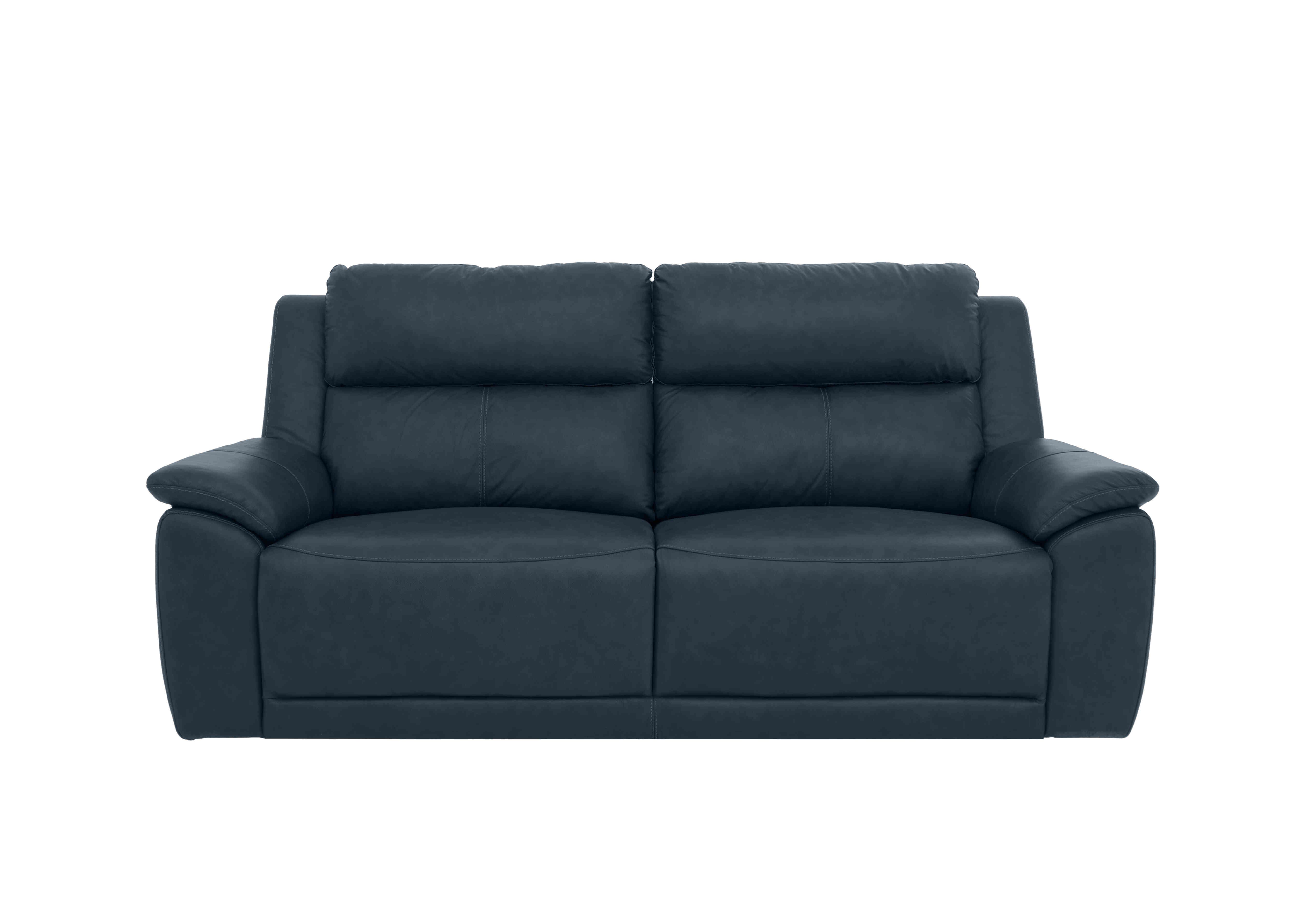 Utah 3 Seater Leather Sofa in Natural Milled Navy La-4828 on Furniture Village