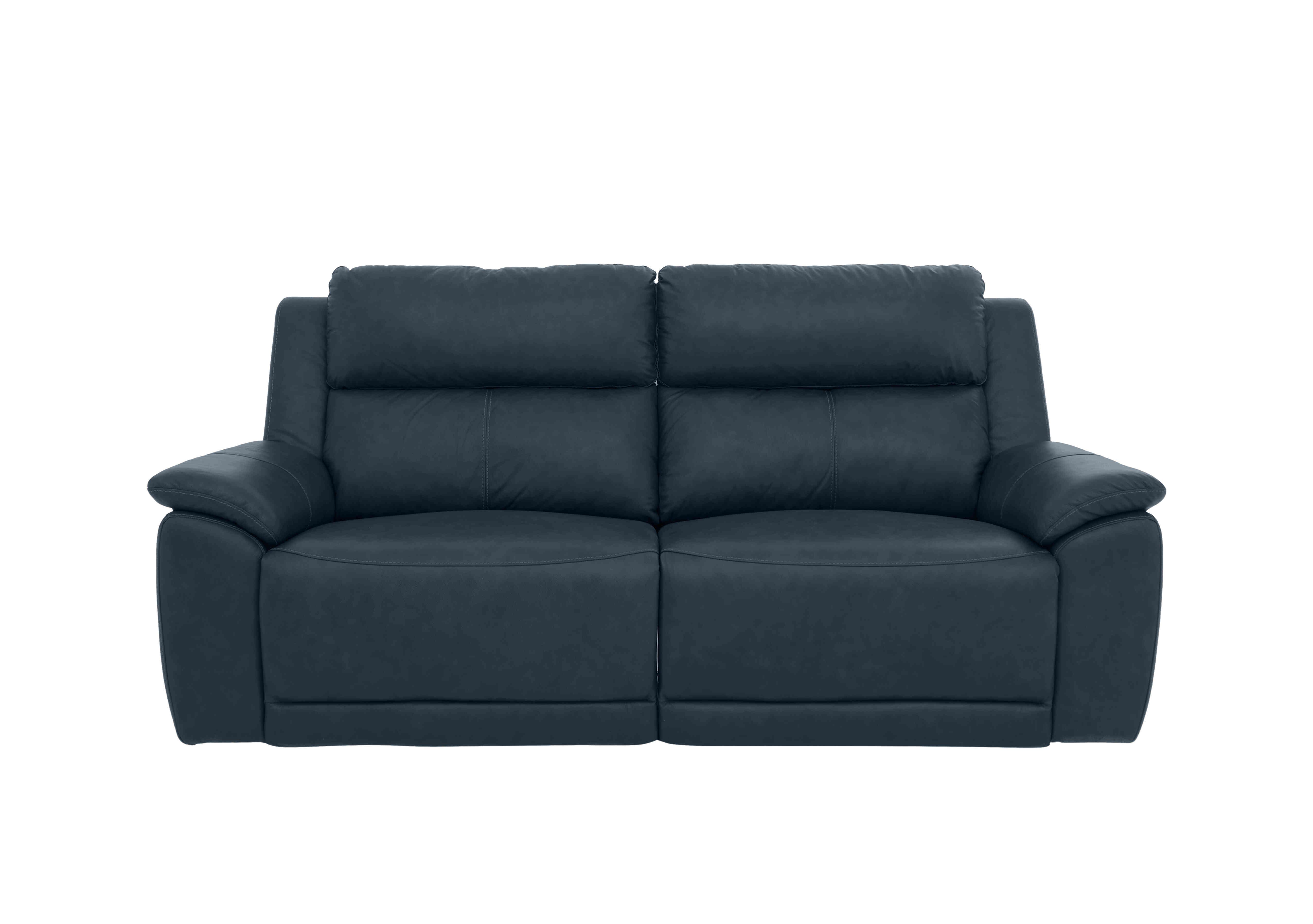Utah 3 Seater Leather Sofa in Natural Milled Navy La-4828 on Furniture Village