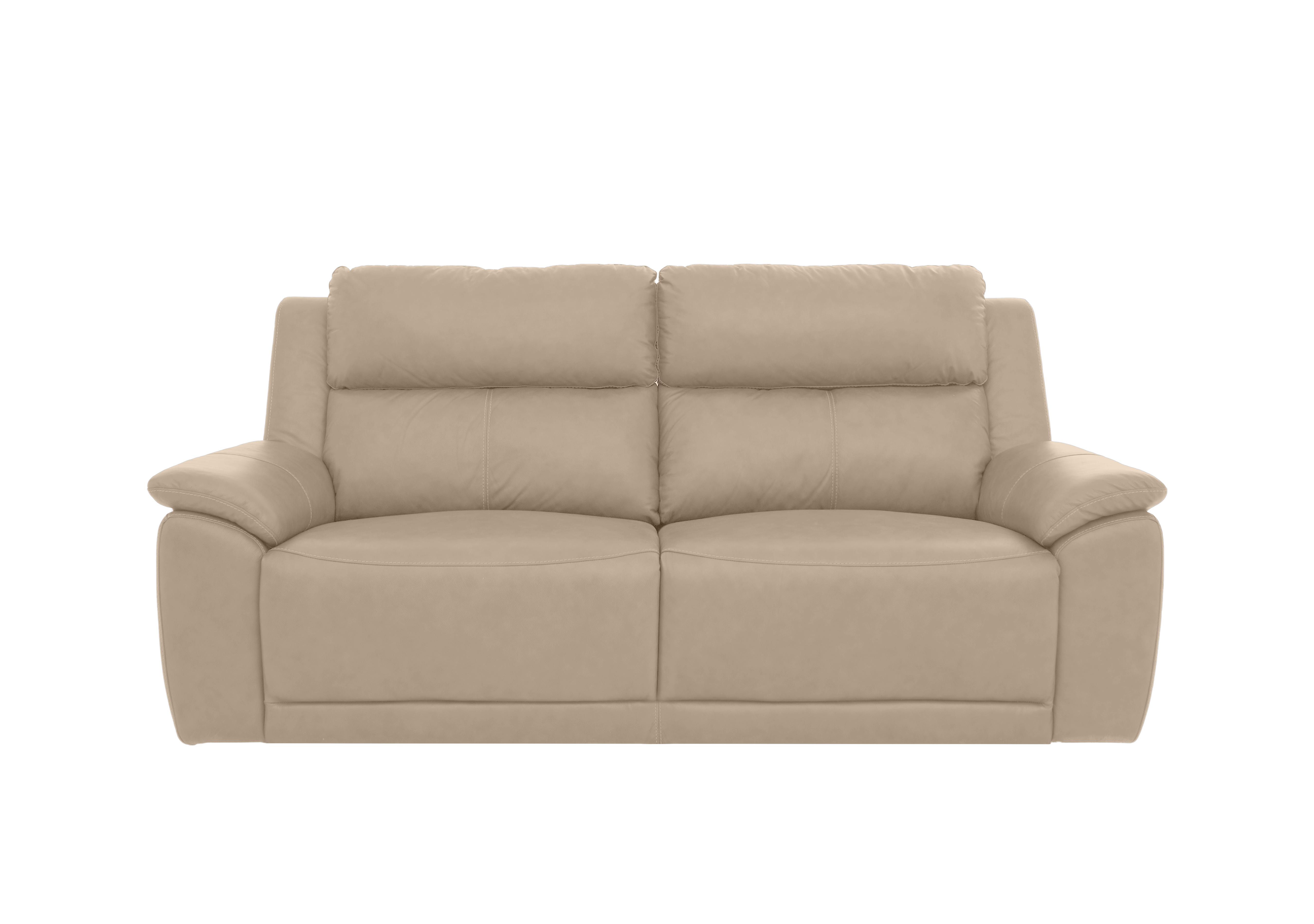 Utah 3 Seater Leather Sofa in Pebble La-4305 on Furniture Village
