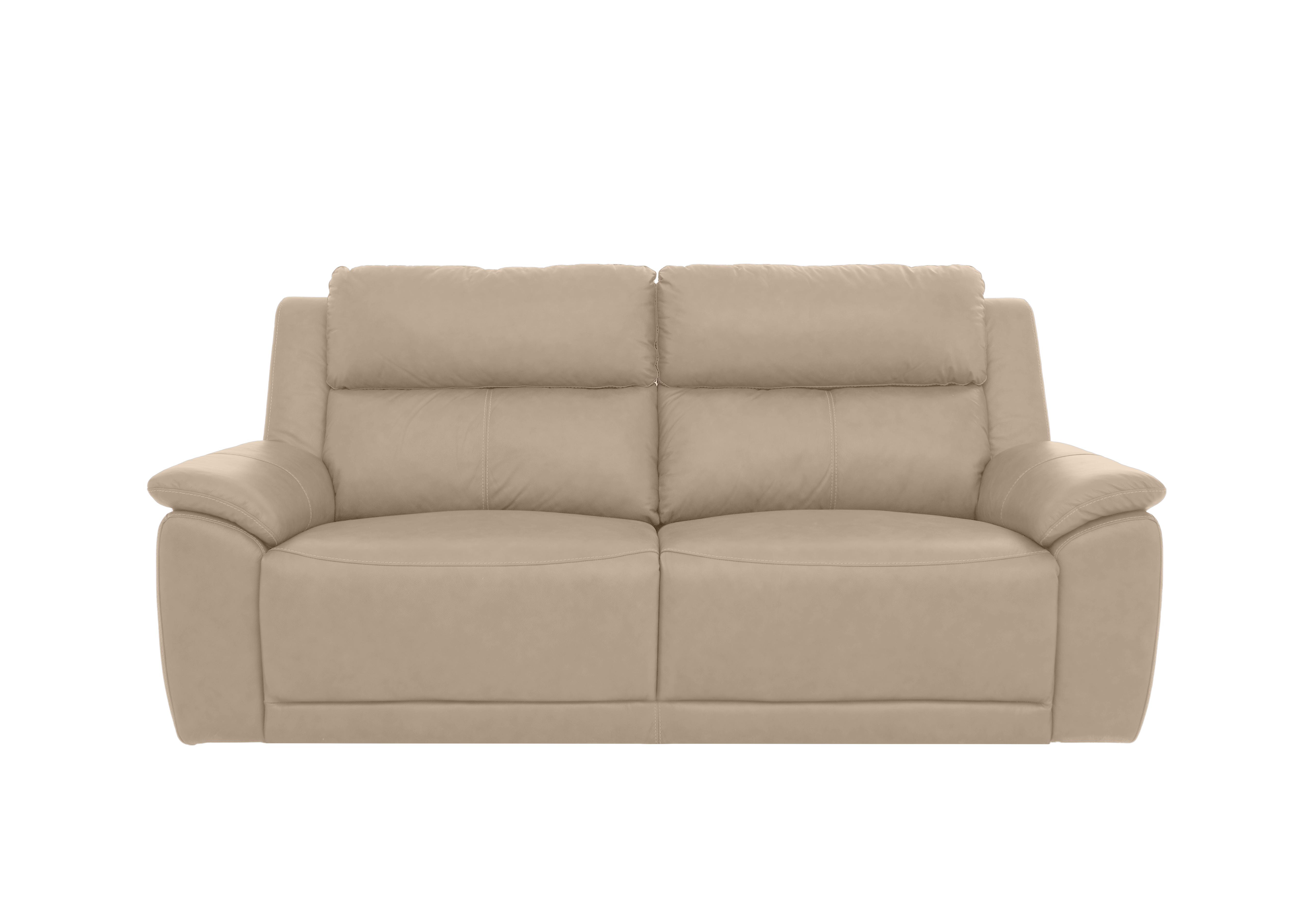 Utah 3 Seater Leather Sofa in Pebble La-4305 on Furniture Village