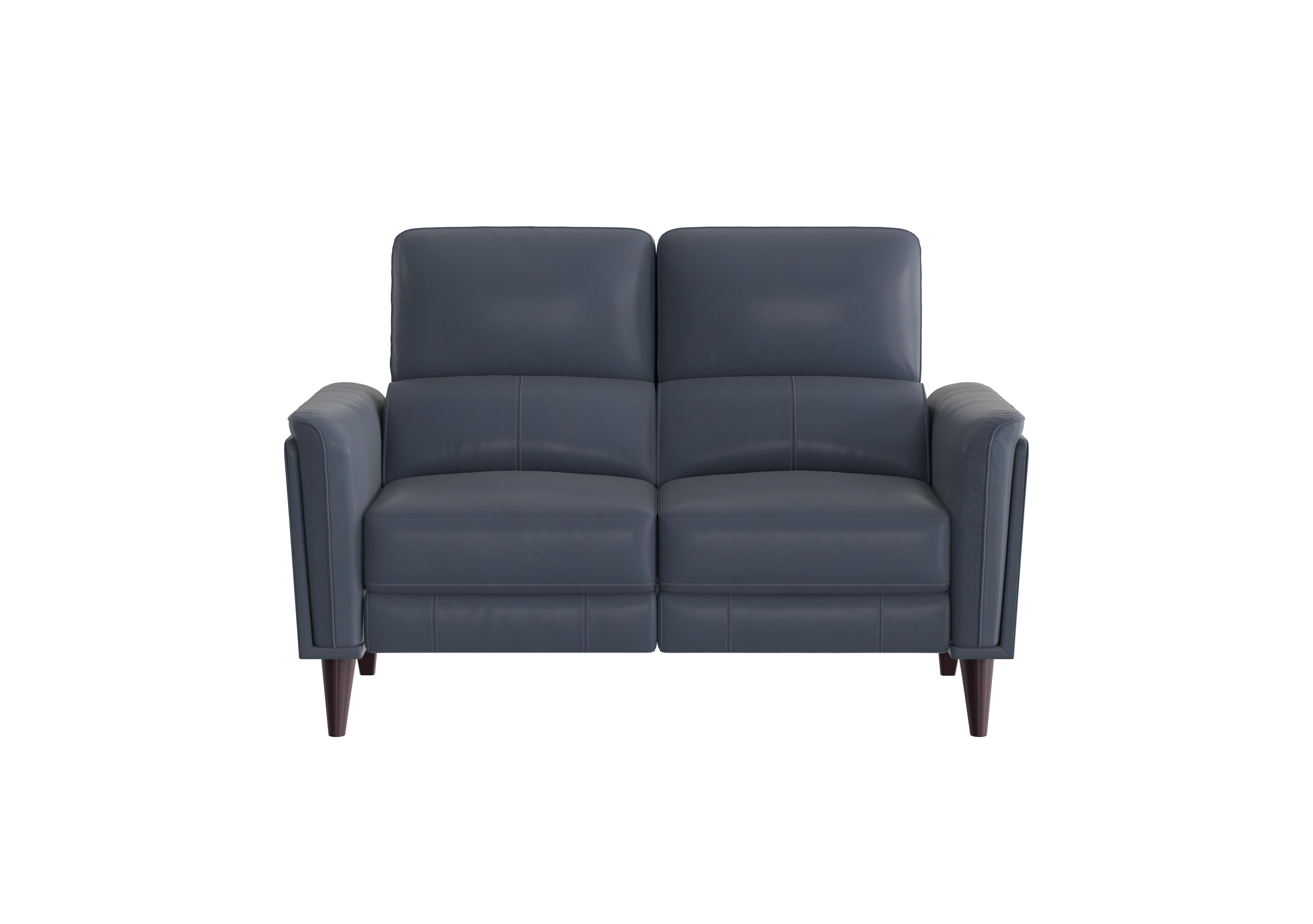 Compact Collection Klein 2 Seater Leather Sofa in Bv-313e Ocean Blue on Furniture Village