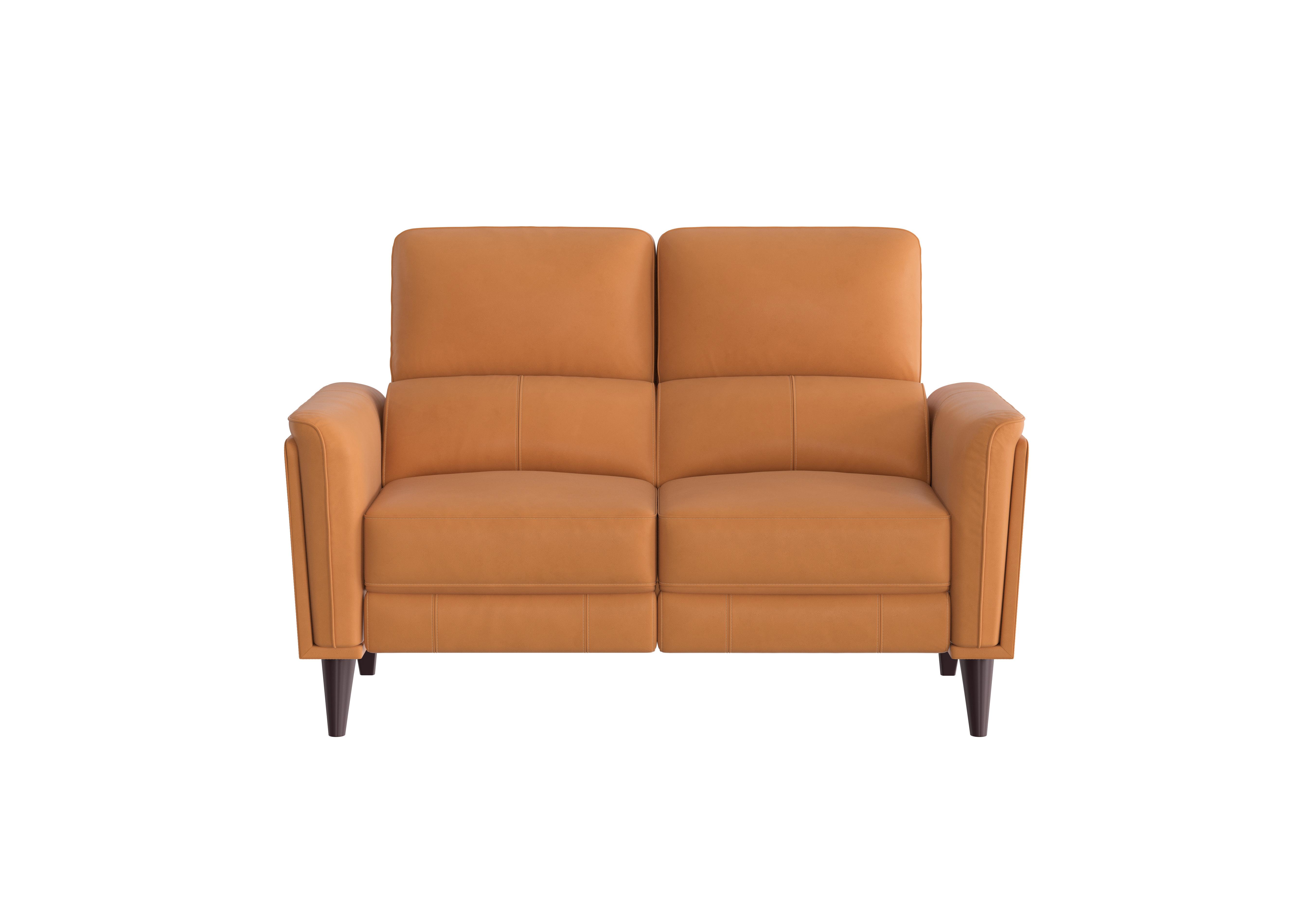 Compact Collection Klein 2 Seater Leather Sofa in Bv-335e Honey Yellow on Furniture Village