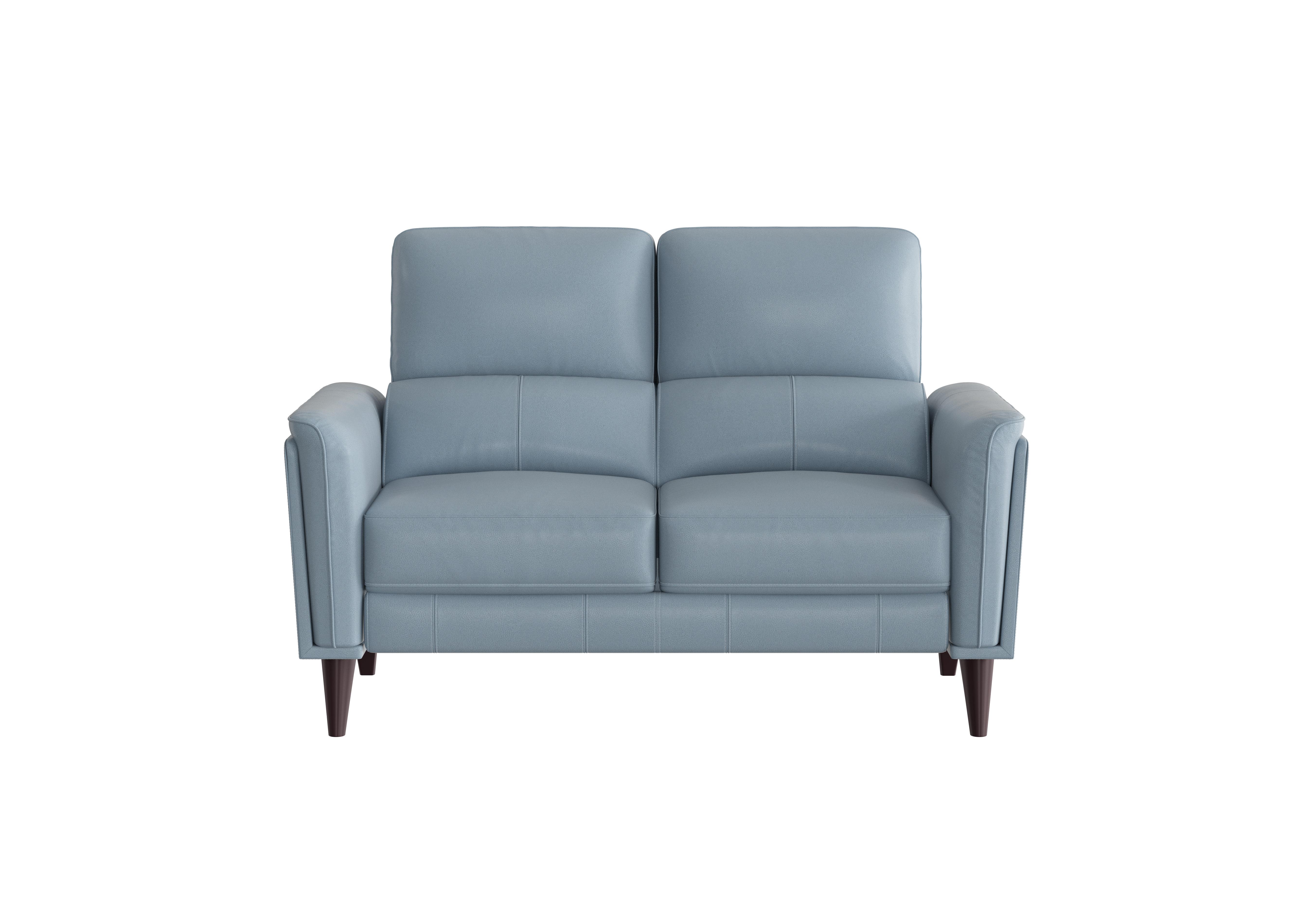 Compact Collection Klein 2 Seater Leather Sofa in Nc-026e Pearl Blue on Furniture Village