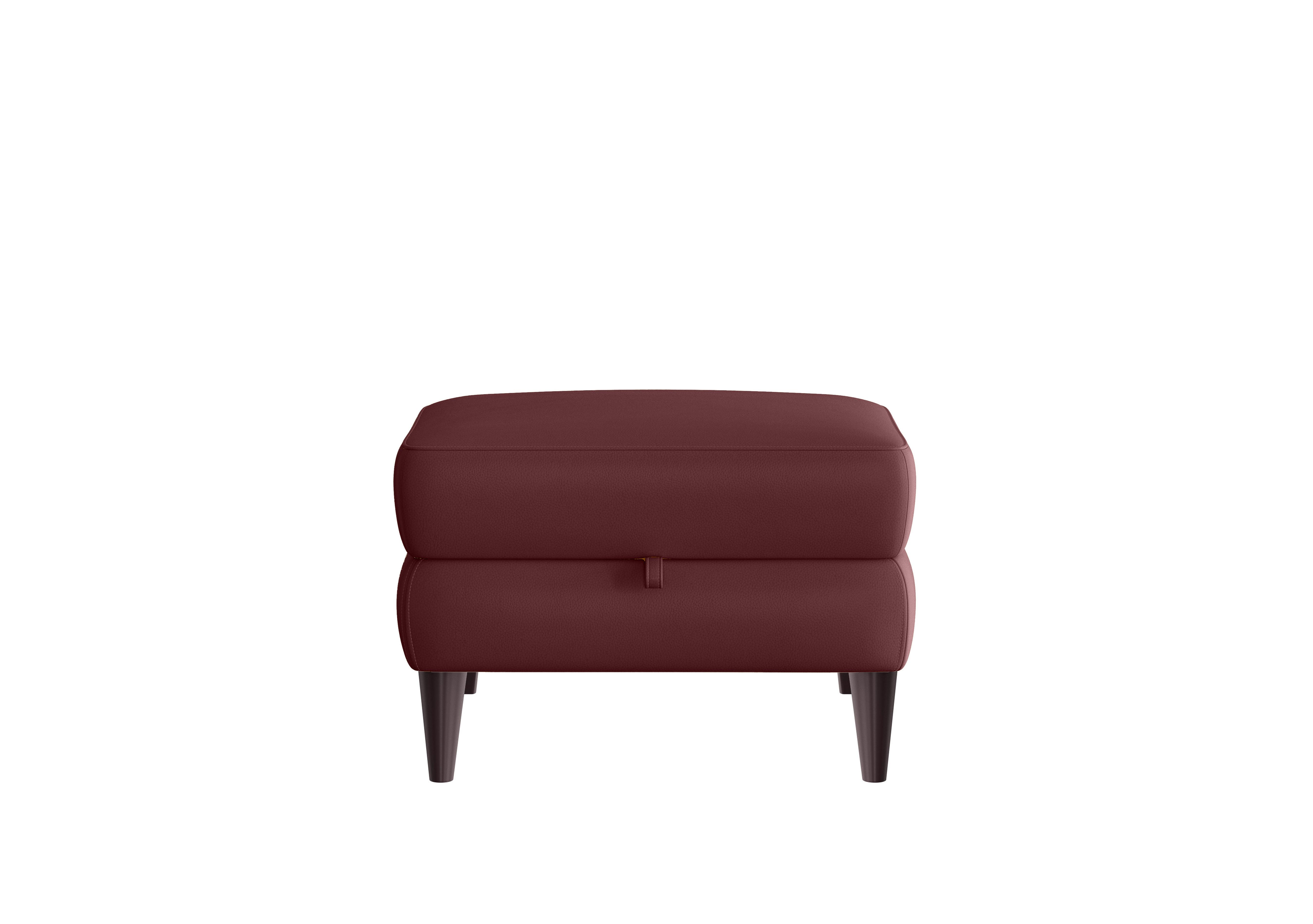 Compact Collection Klein Leather Storage Footstool in Bv-035c Deep Red on Furniture Village