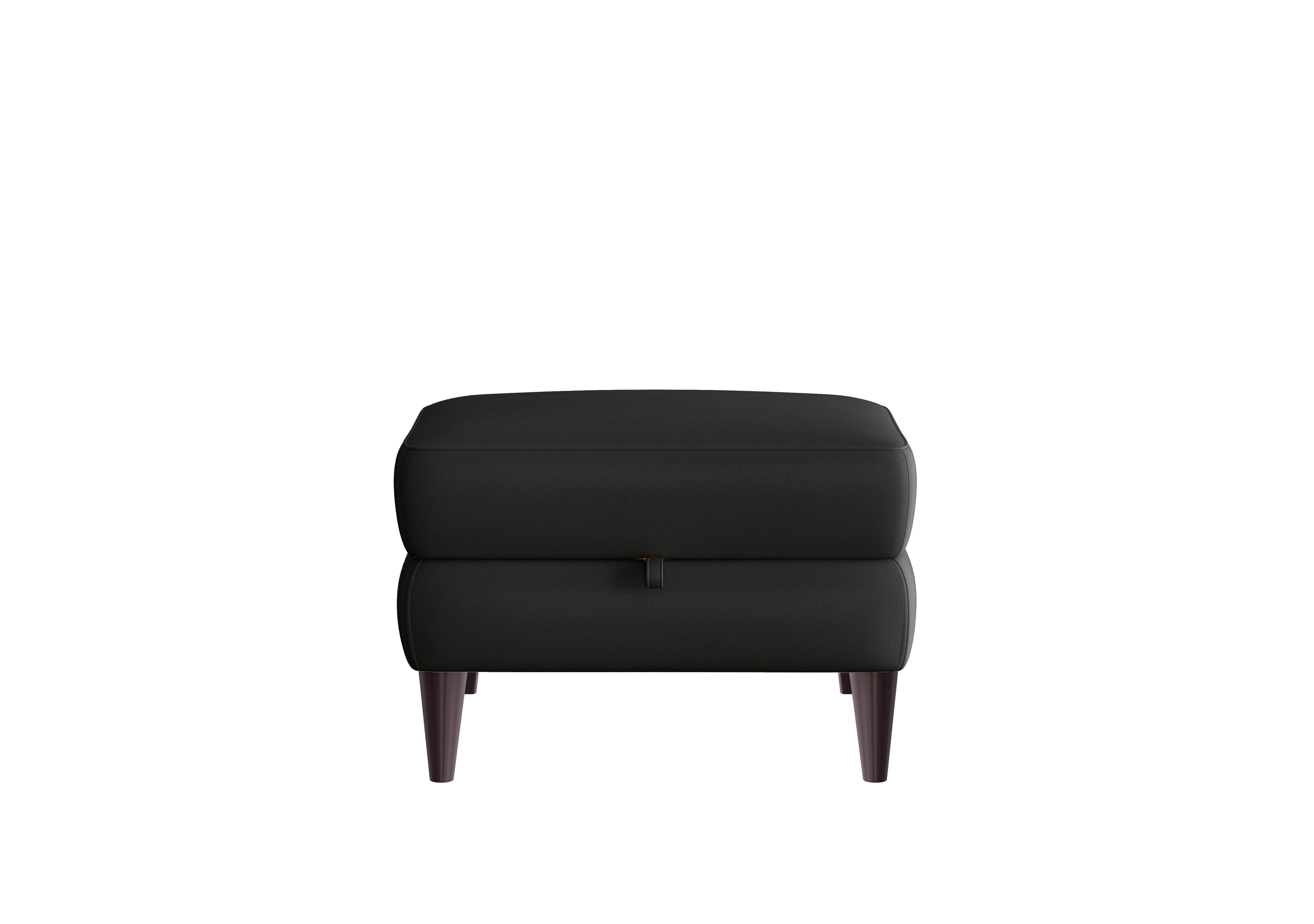 Compact Collection Klein Leather Storage Footstool in Bv-3500 Classic Black on Furniture Village