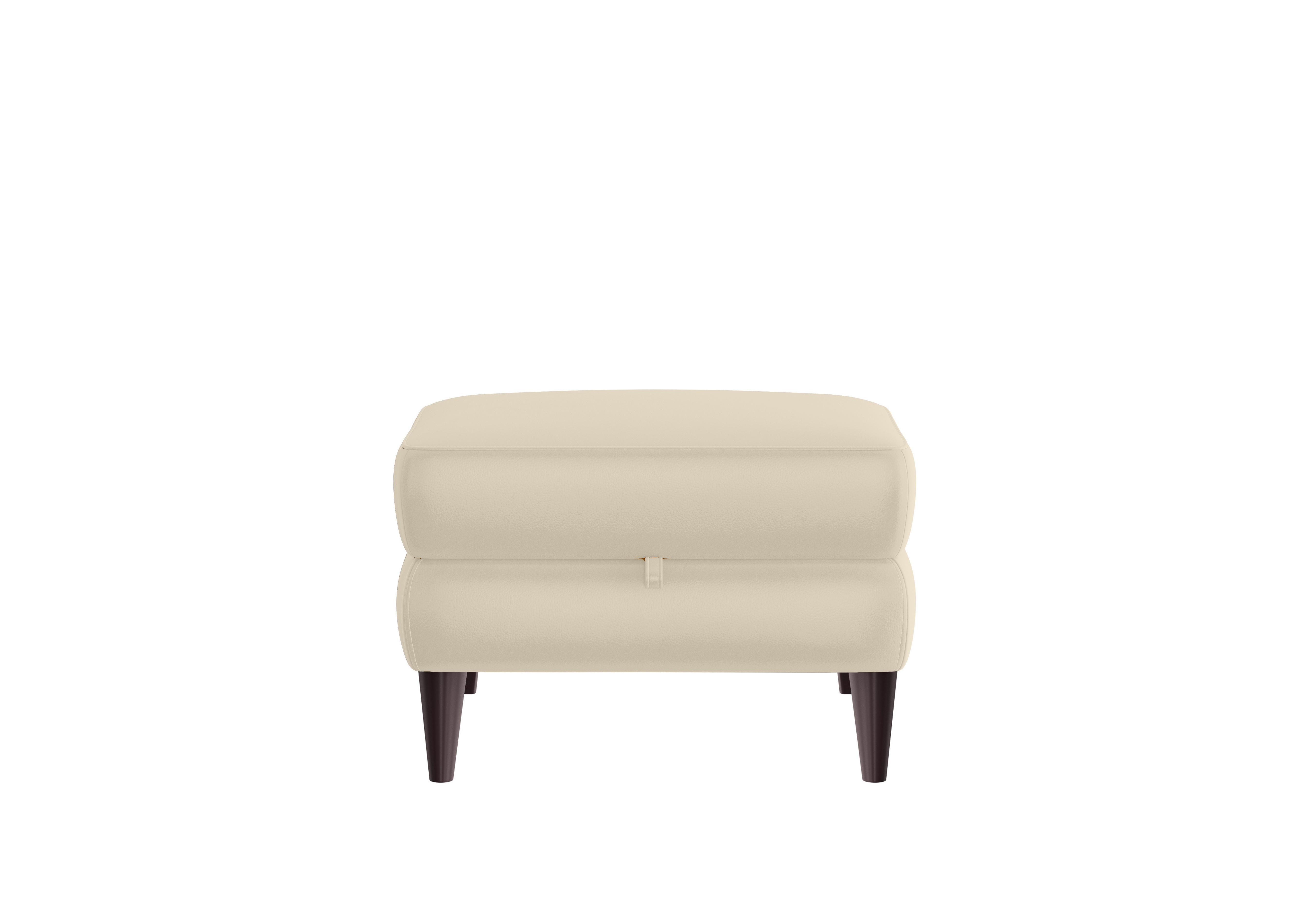 Compact Collection Klein Leather Storage Footstool in Bv-862c Bisque on Furniture Village