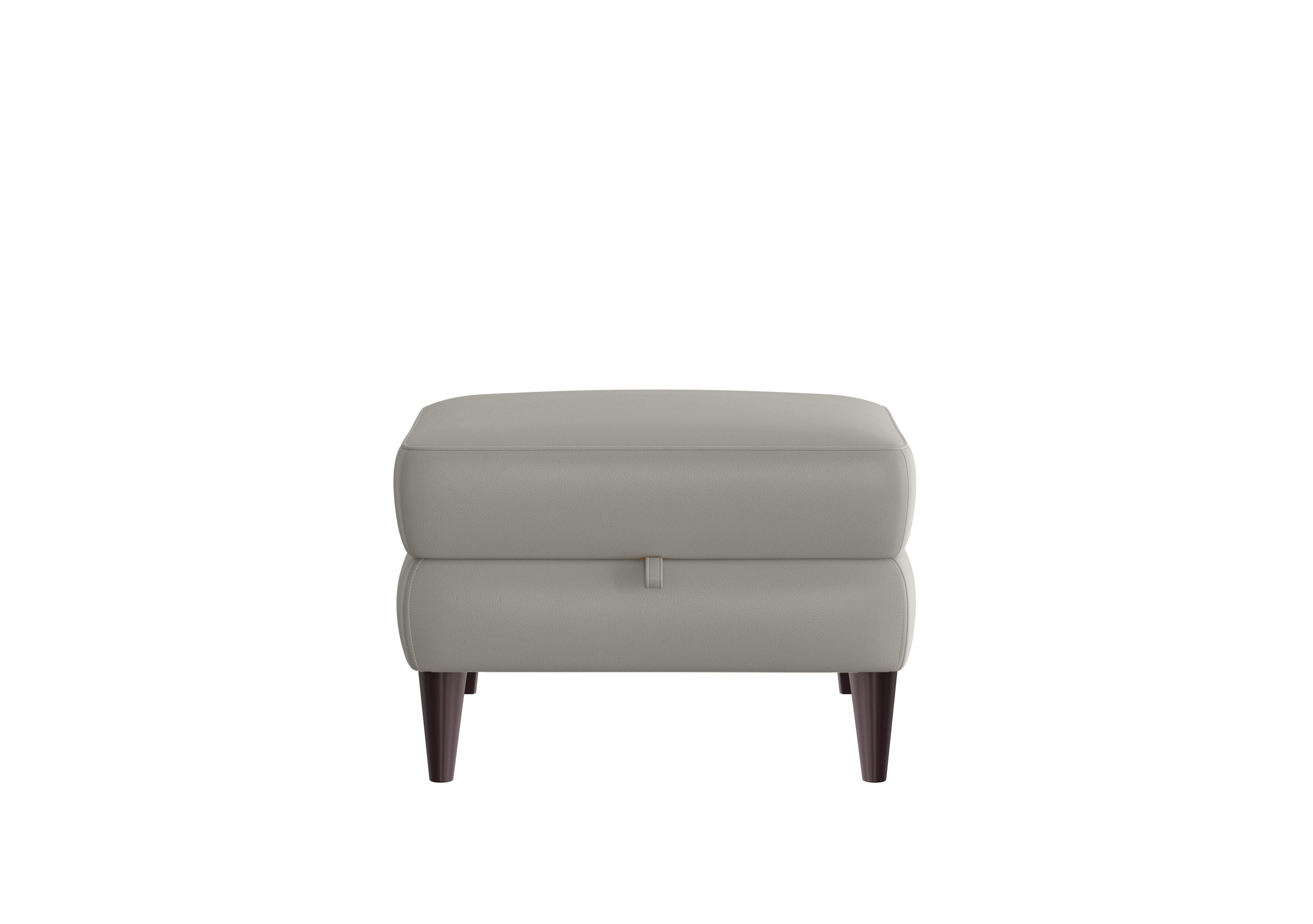 Compact Collection Klein Leather Storage Footstool in Bv-946b Silver Grey on Furniture Village