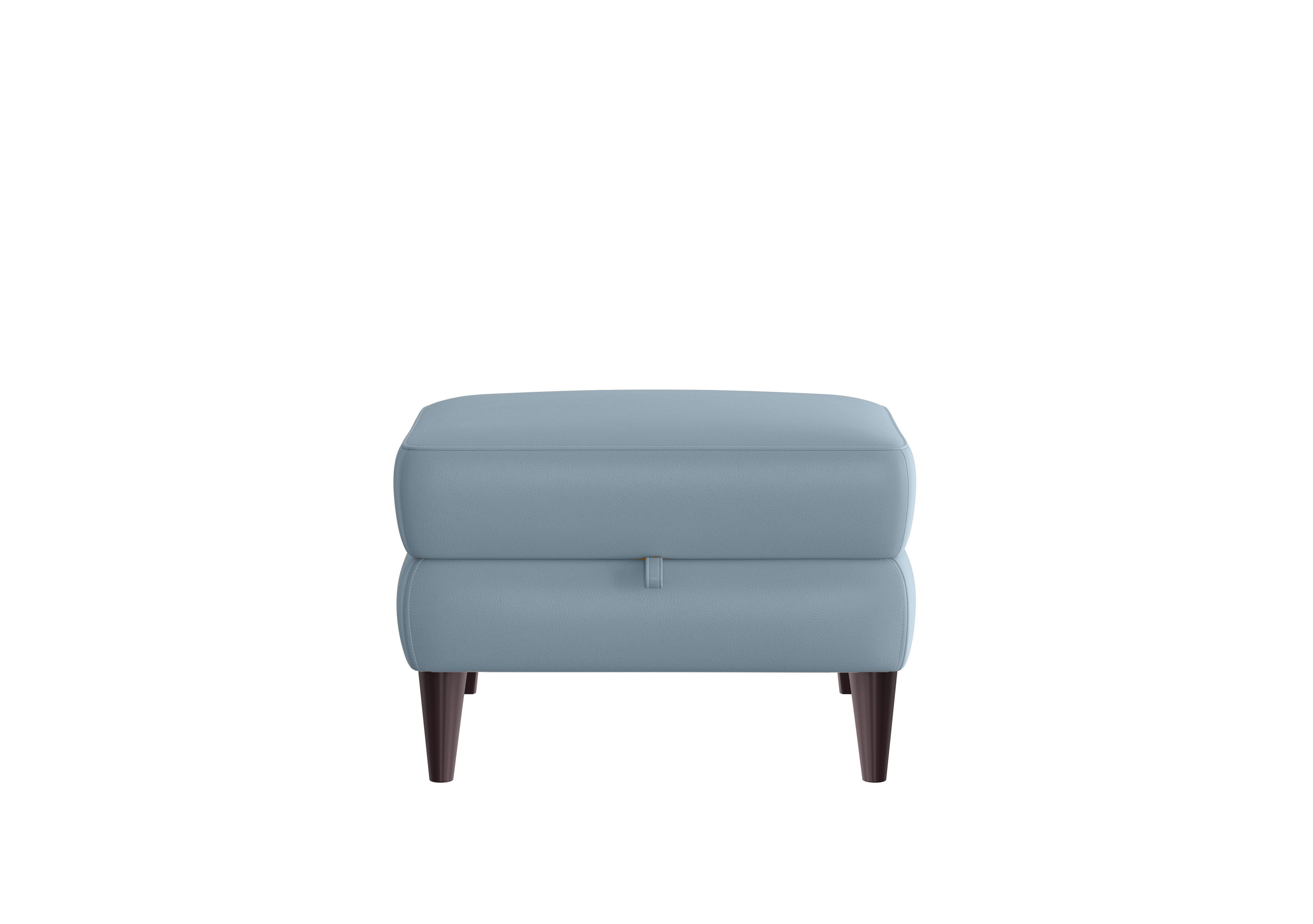 Compact Collection Klein Leather Storage Footstool in Nc-026e Pearl Blue on Furniture Village