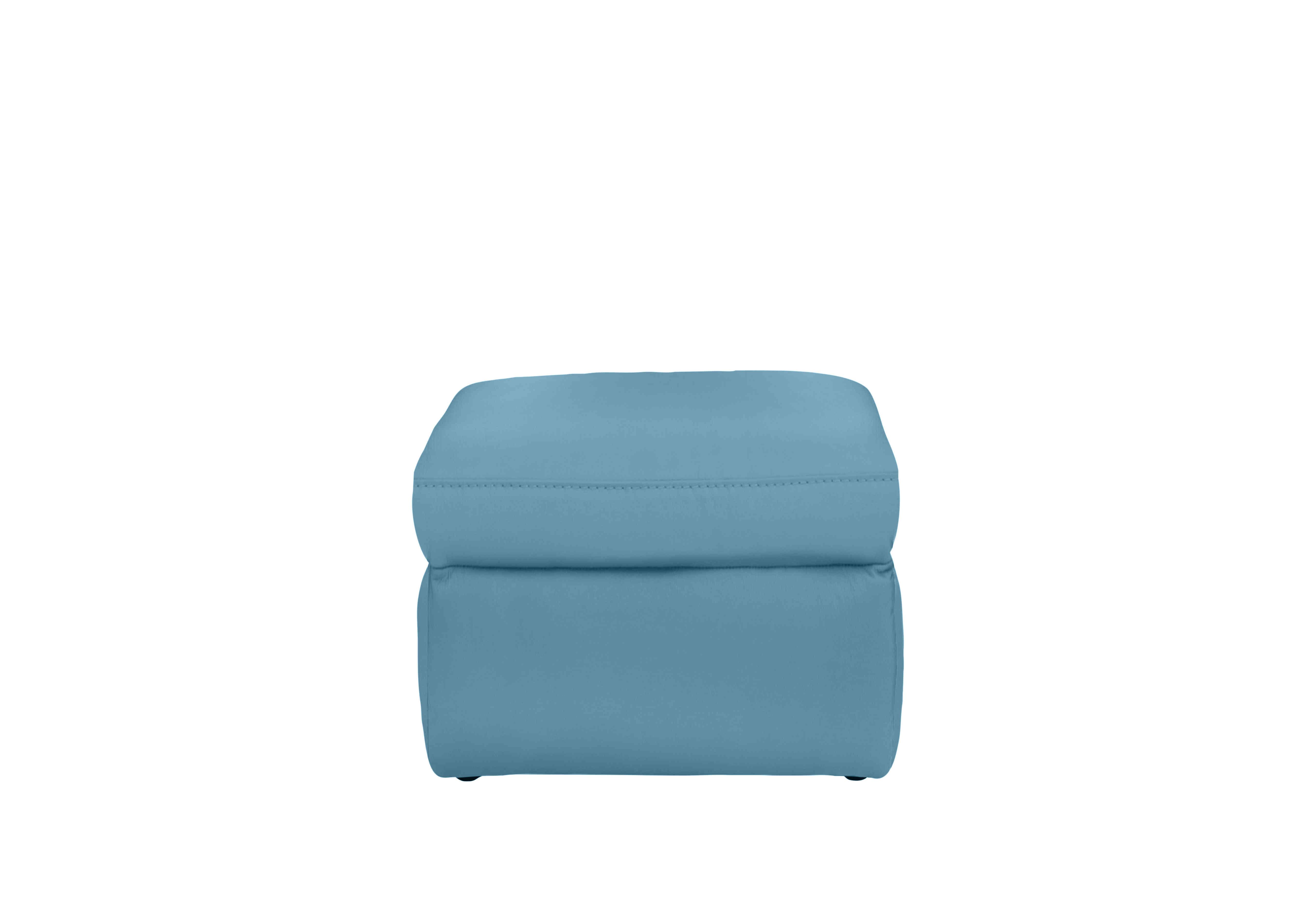 Berlin Leather Storage Footstool in Blu Le-9312 on Furniture Village