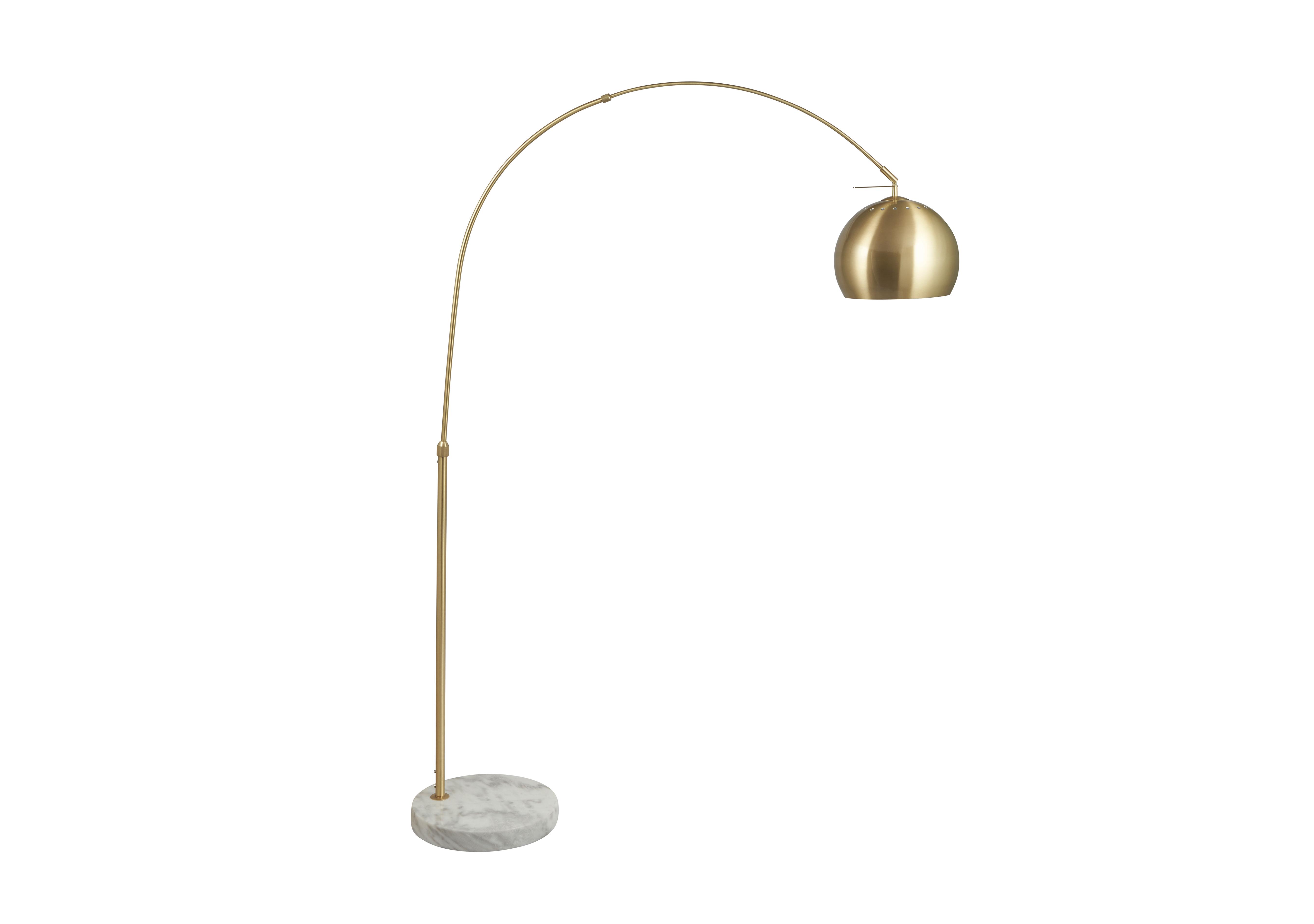 Feliciani Brushed Metal and White Marble Floor Lamp in Brush Brass Metal&Marble on Furniture Village
