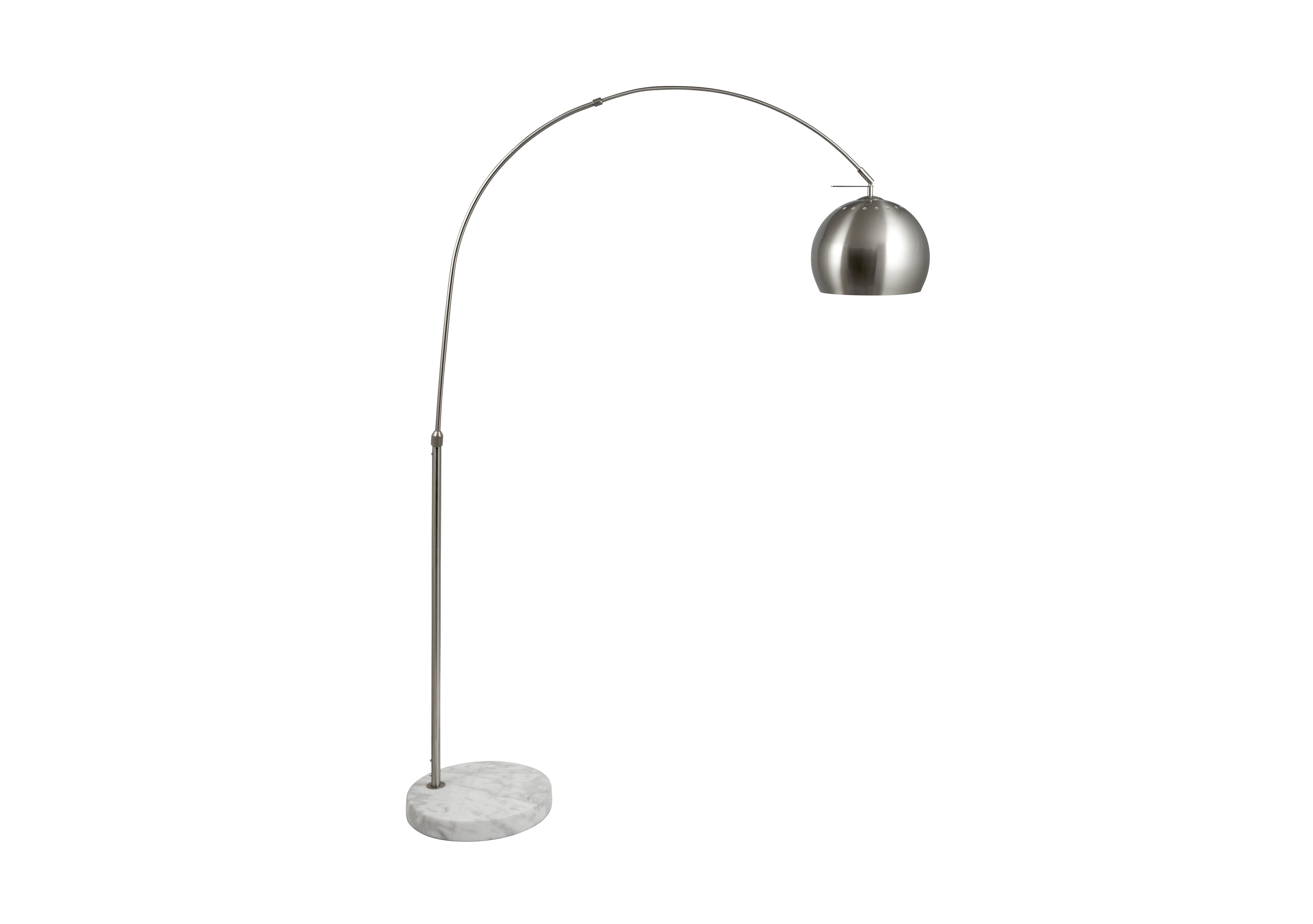 Feliciani Brushed Silver Metal and White Marble Floor Lamp in Brushed Silver Metal&Marble on Furniture Village