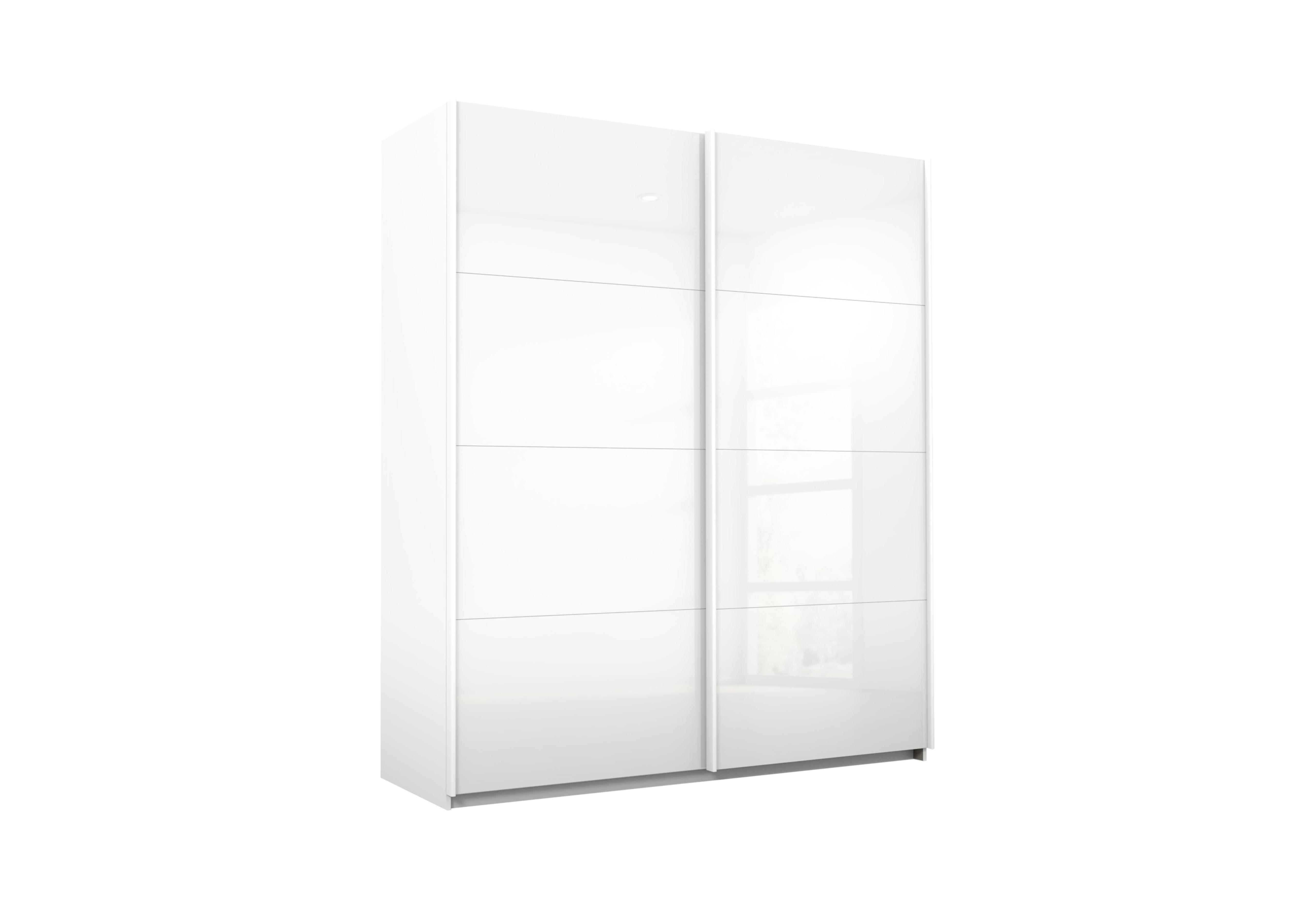 Lima 181cm 2 Door Sliding Wardrobe with Glass Front 210cm Tall in Ag354alp Wht/Wht Gls on Furniture Village