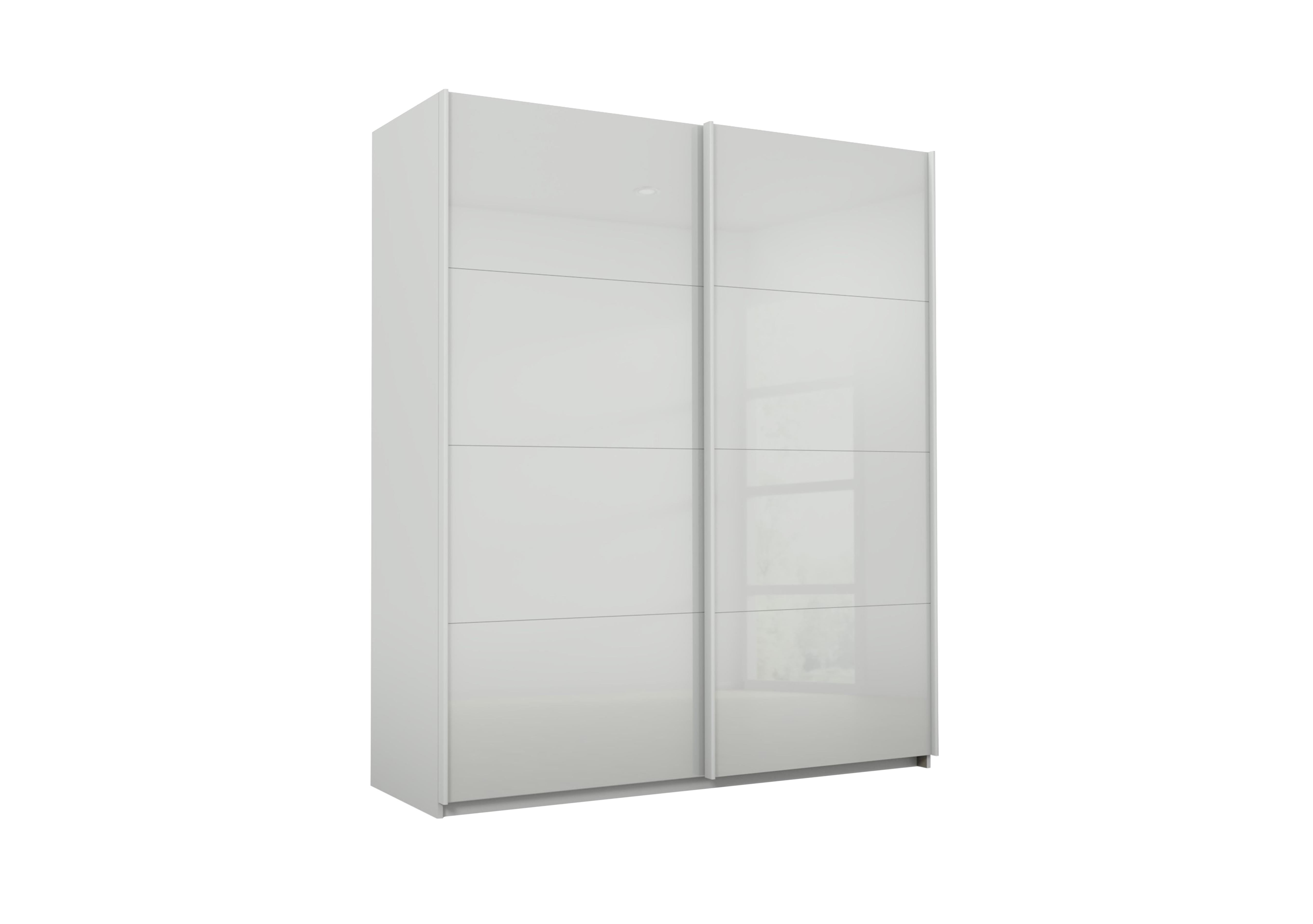 Lima 181cm 2 Door Sliding Wardrobe with Glass Front 210cm Tall in Ag356slk Gr/Slk Gr Gls on Furniture Village
