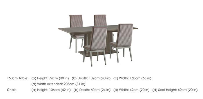 Venezia 160 cm Extending Dining Table and 4 Fluted Fabric Dining Chairs Dining Set in  on Furniture Village