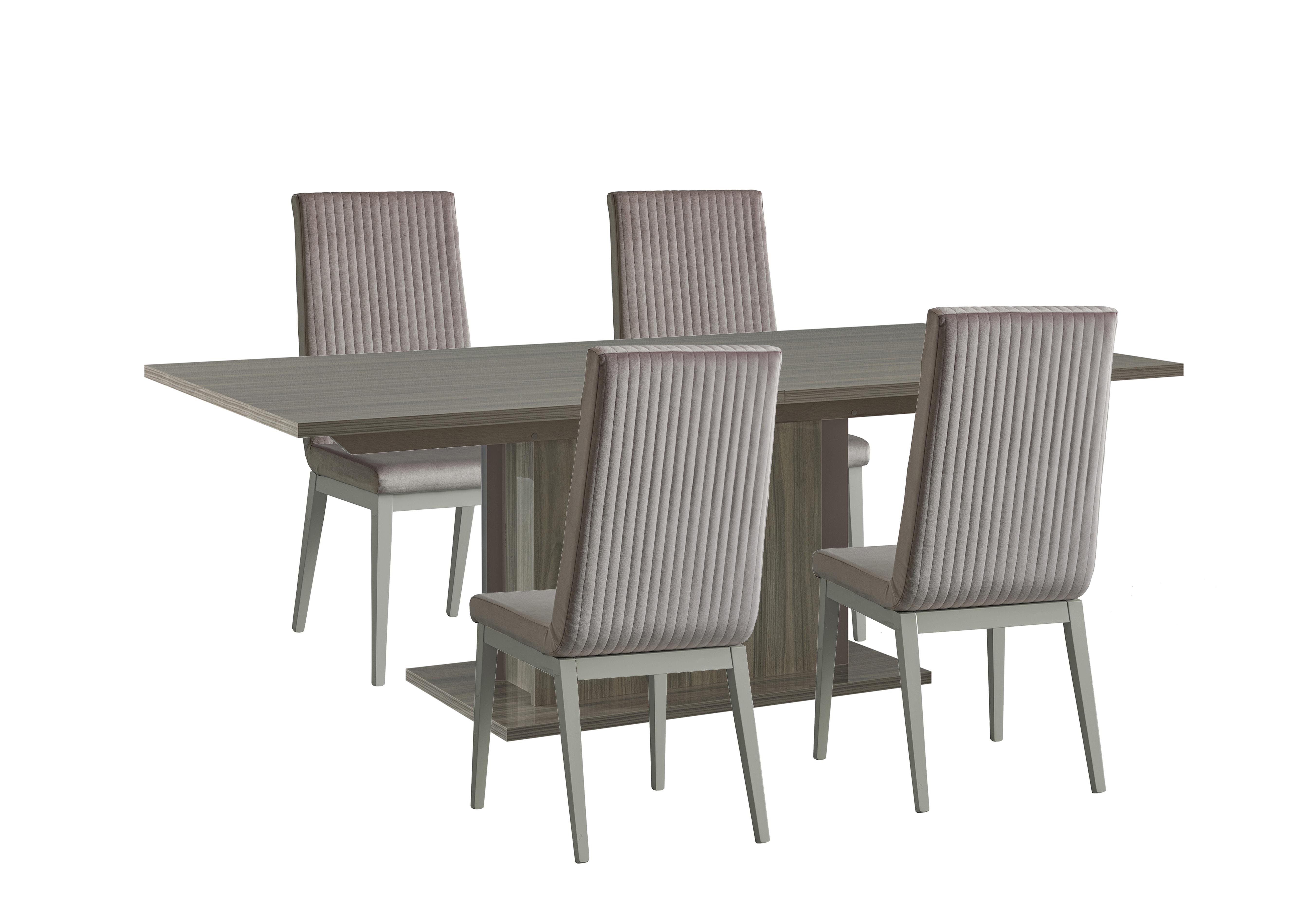 Venezia 160 cm Extending Dining Table and 4 Fluted Fabric Dining Chairs Dining Set in Grey on Furniture Village