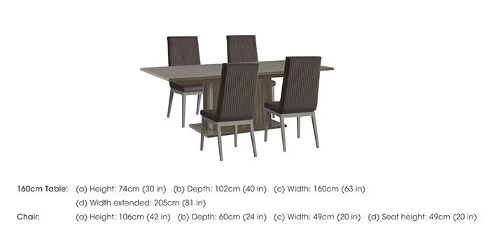 Venezia 160 cm Extending Dining Table and 4 Fluted Faux Leather Dining Chairs Dining Set in  on Furniture Village