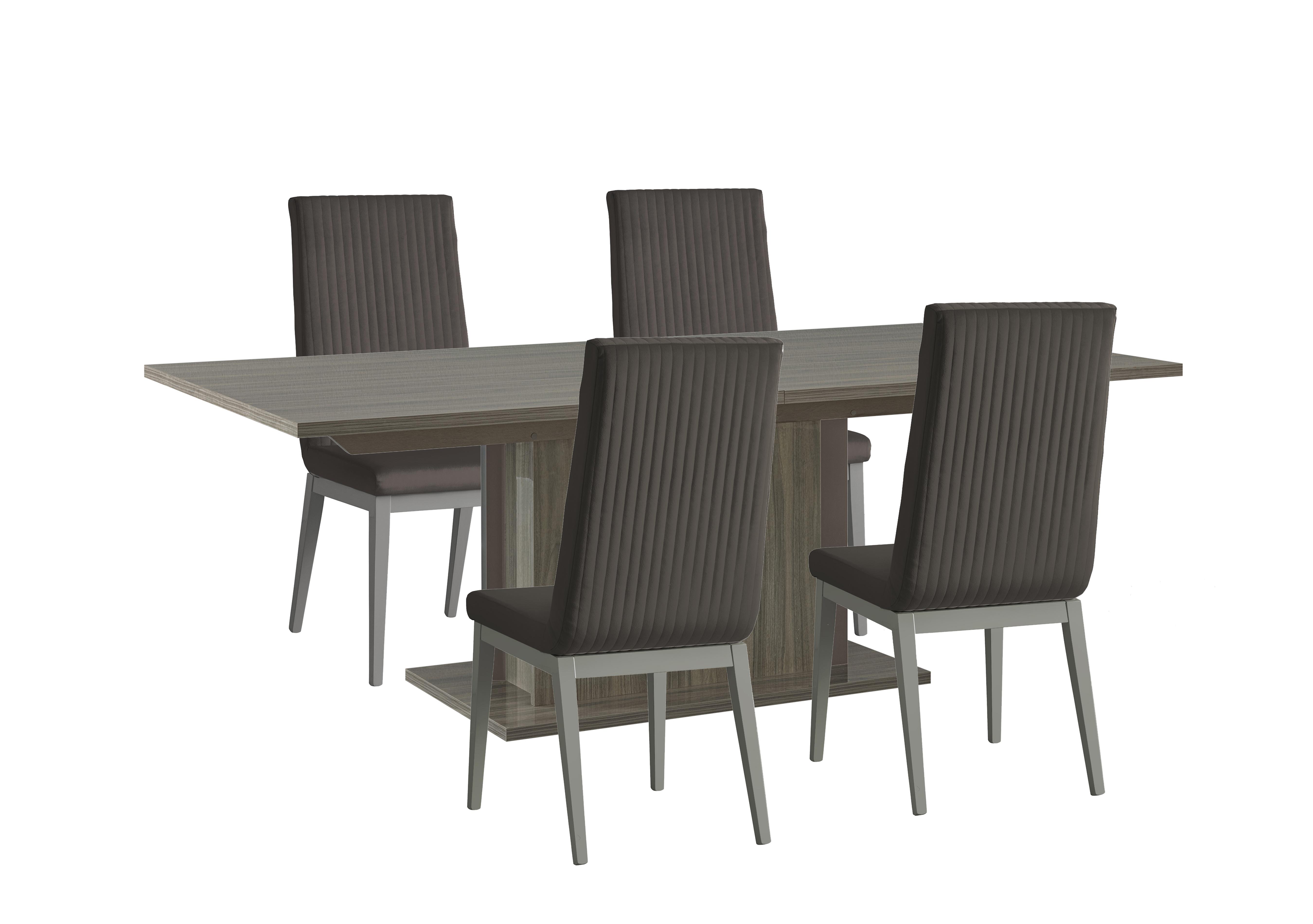 Venezia 160 cm Extending Dining Table and 4 Fluted Faux Leather Dining Chairs Dining Set in Grey on Furniture Village