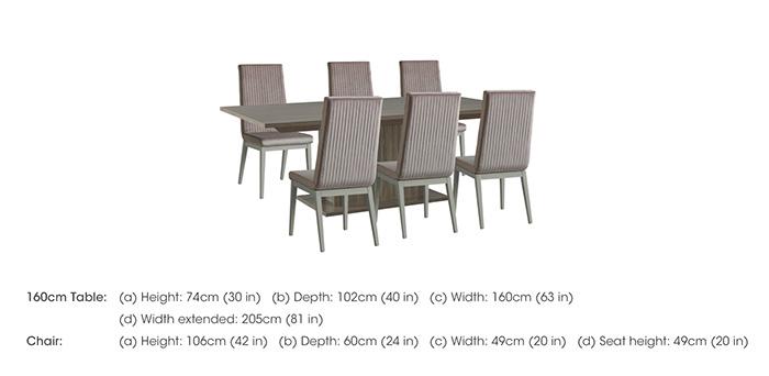 Venezia 160 cm Extending Dining Table and 6 Fluted Fabric Dining Chairs Dining Set in  on Furniture Village