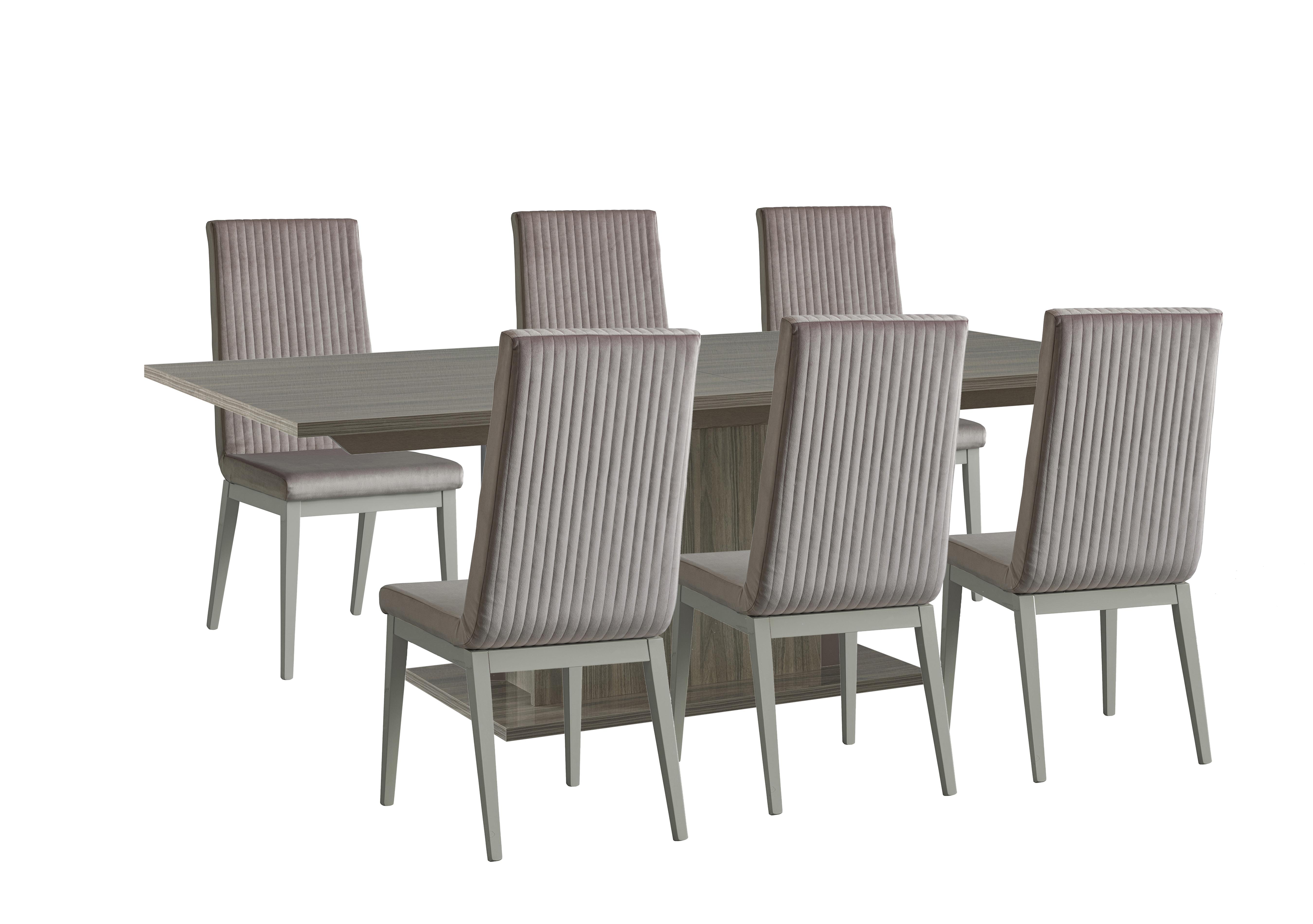 Venezia 160 cm Extending Dining Table and 6 Fluted Fabric Dining Chairs Dining Set in Grey on Furniture Village