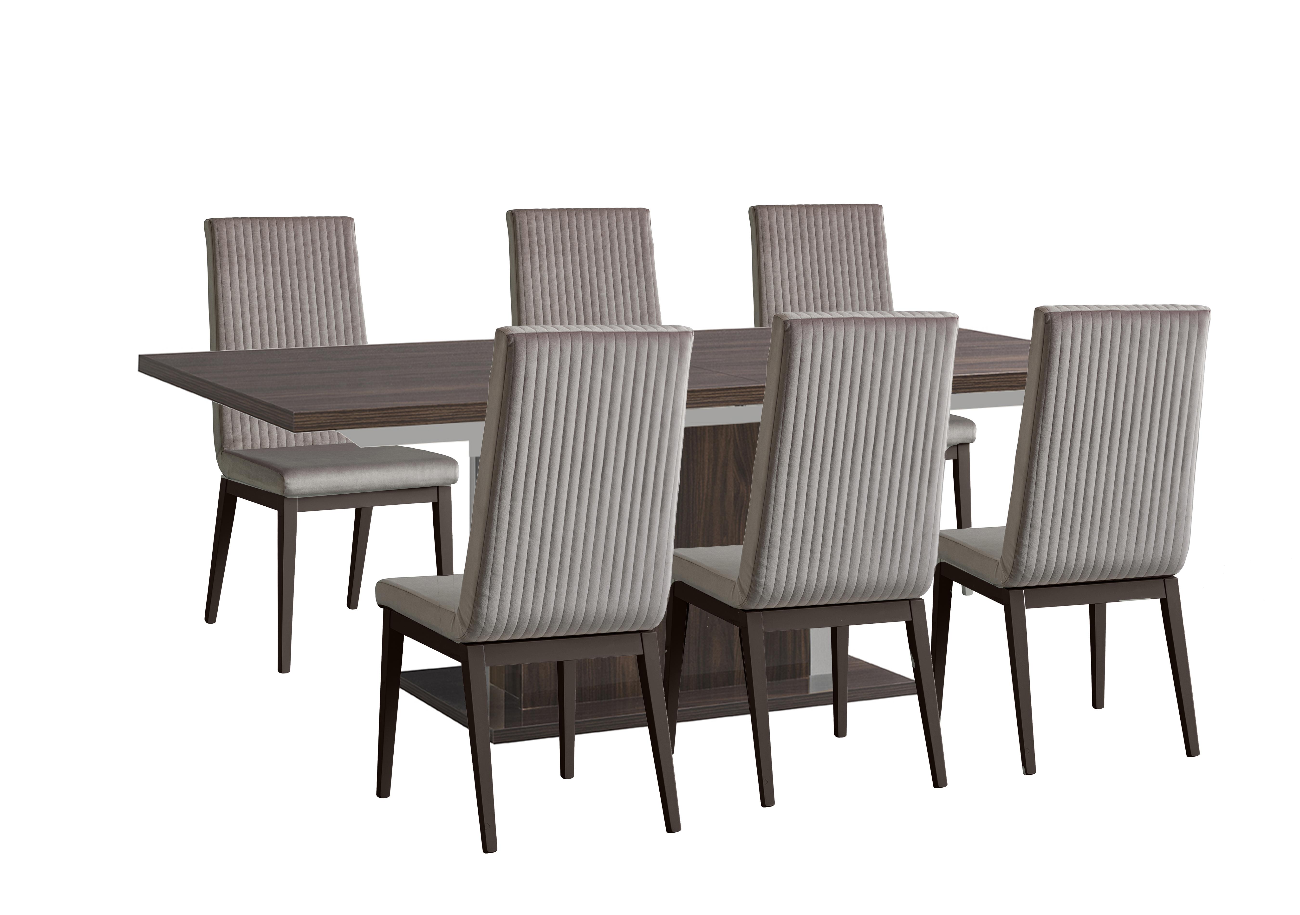 Venezia 160 cm Extending Dining Table and 6 Fluted Fabric Dining Chairs Dining Set in Walnut on Furniture Village