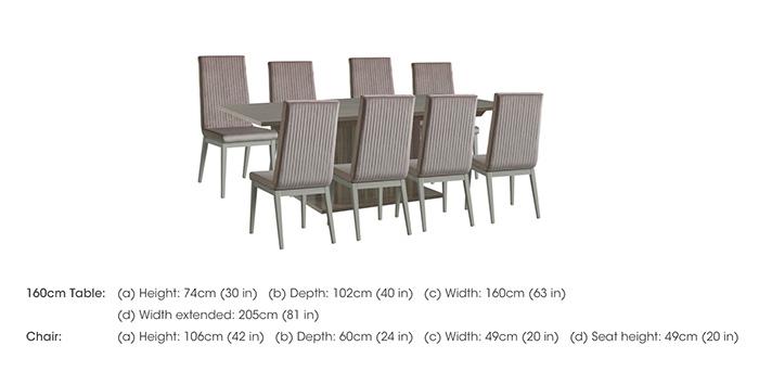 Venezia 160 cm Extending Dining Table and 8 Fluted Fabric Dining Chairs Dining Set in  on Furniture Village