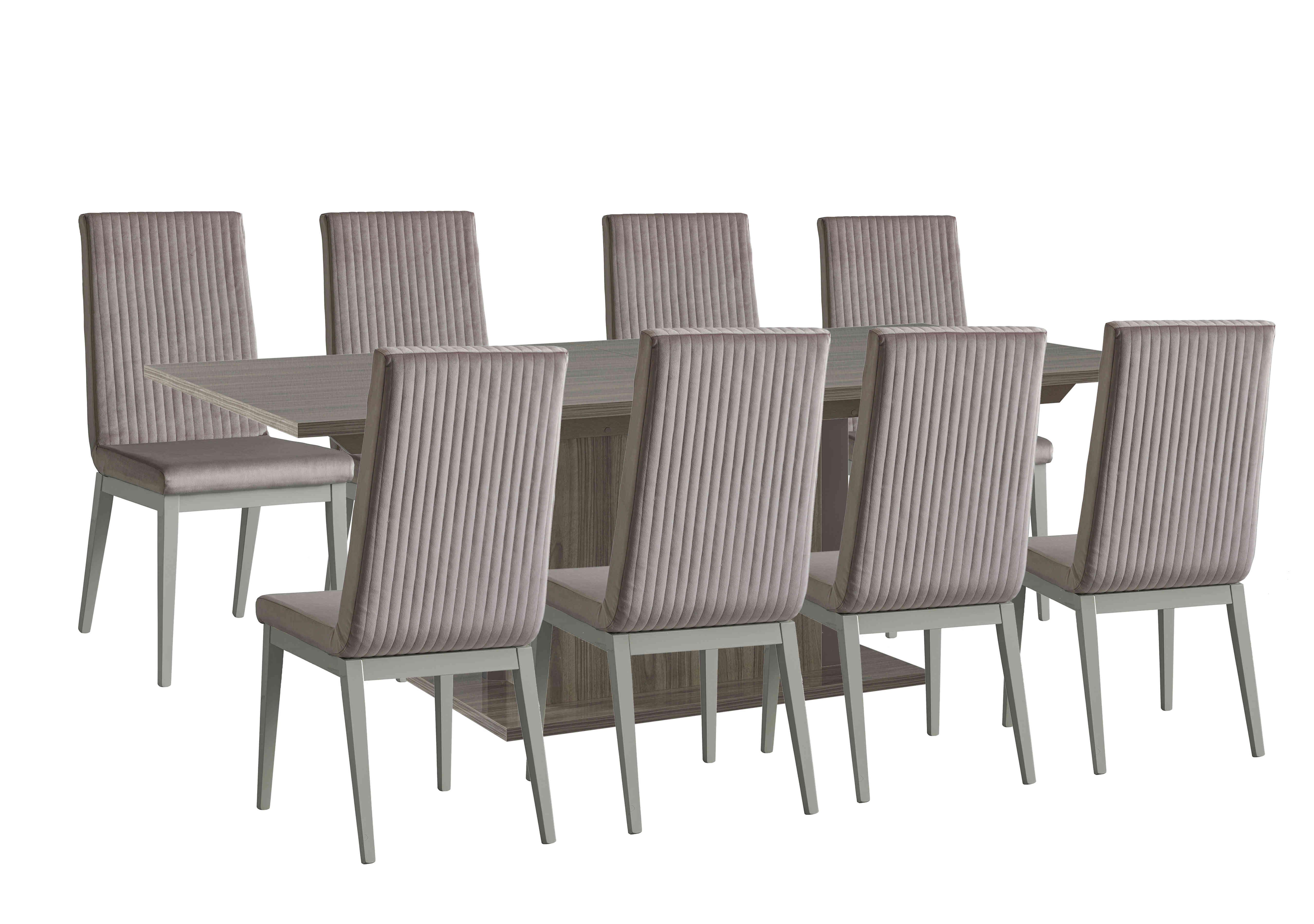 Venezia 160 cm Extending Dining Table and 8 Fluted Fabric Dining Chairs Dining Set in Grey on Furniture Village