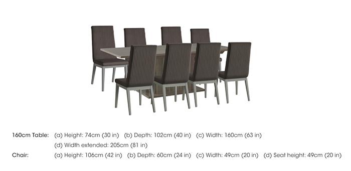 Venezia 160 cm Extending Dining Table and 8 Fluted Faux Leather Dining Chairs Dining Set in  on Furniture Village