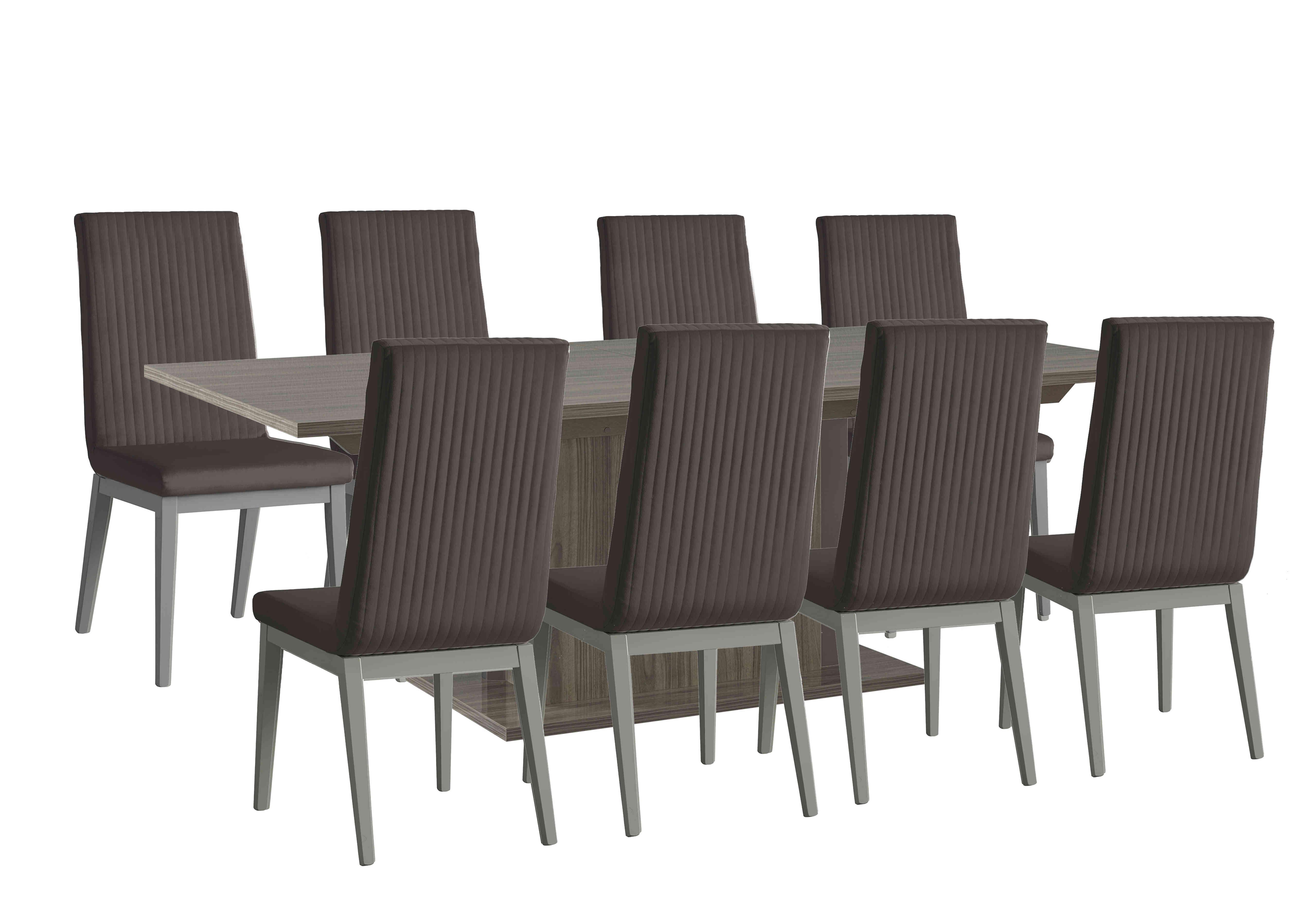 Venezia 160 cm Extending Dining Table and 8 Fluted Faux Leather Dining Chairs Dining Set in Grey on Furniture Village