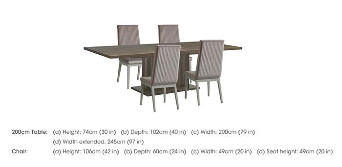 Venezia 200 cm Extending Dining Table and 4 Fluted Fabric Dining Chairs Dining Set in  on Furniture Village
