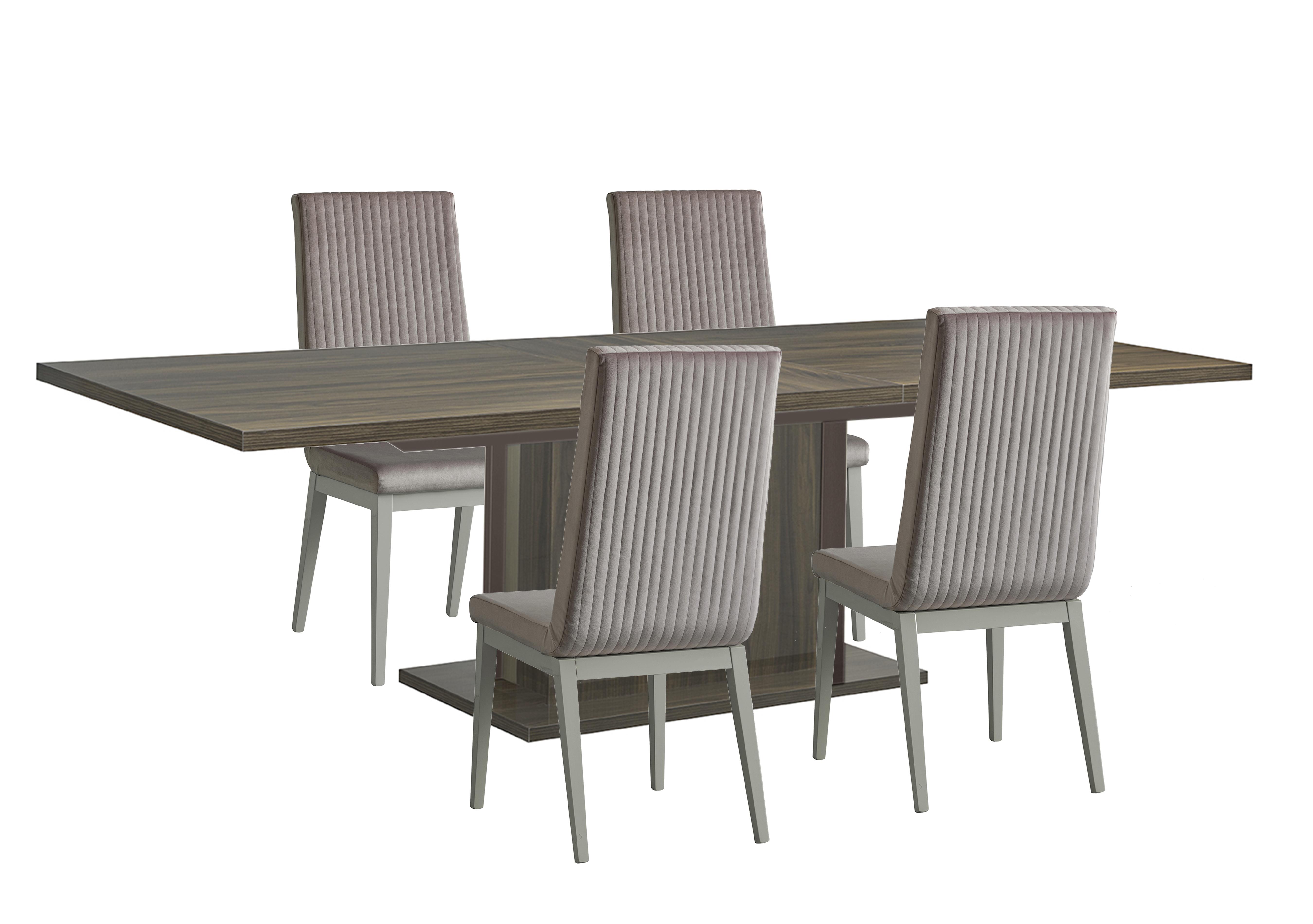 Venezia 200 cm Extending Dining Table and 4 Fluted Fabric Dining Chairs Dining Set in Grey on Furniture Village