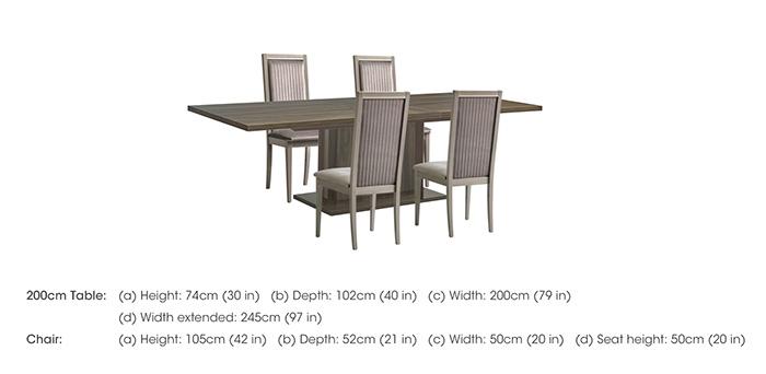 Venezia 200 cm Extending Dining Table and 4 Panelled Fabric Dining Chairs Dining Set in  on Furniture Village