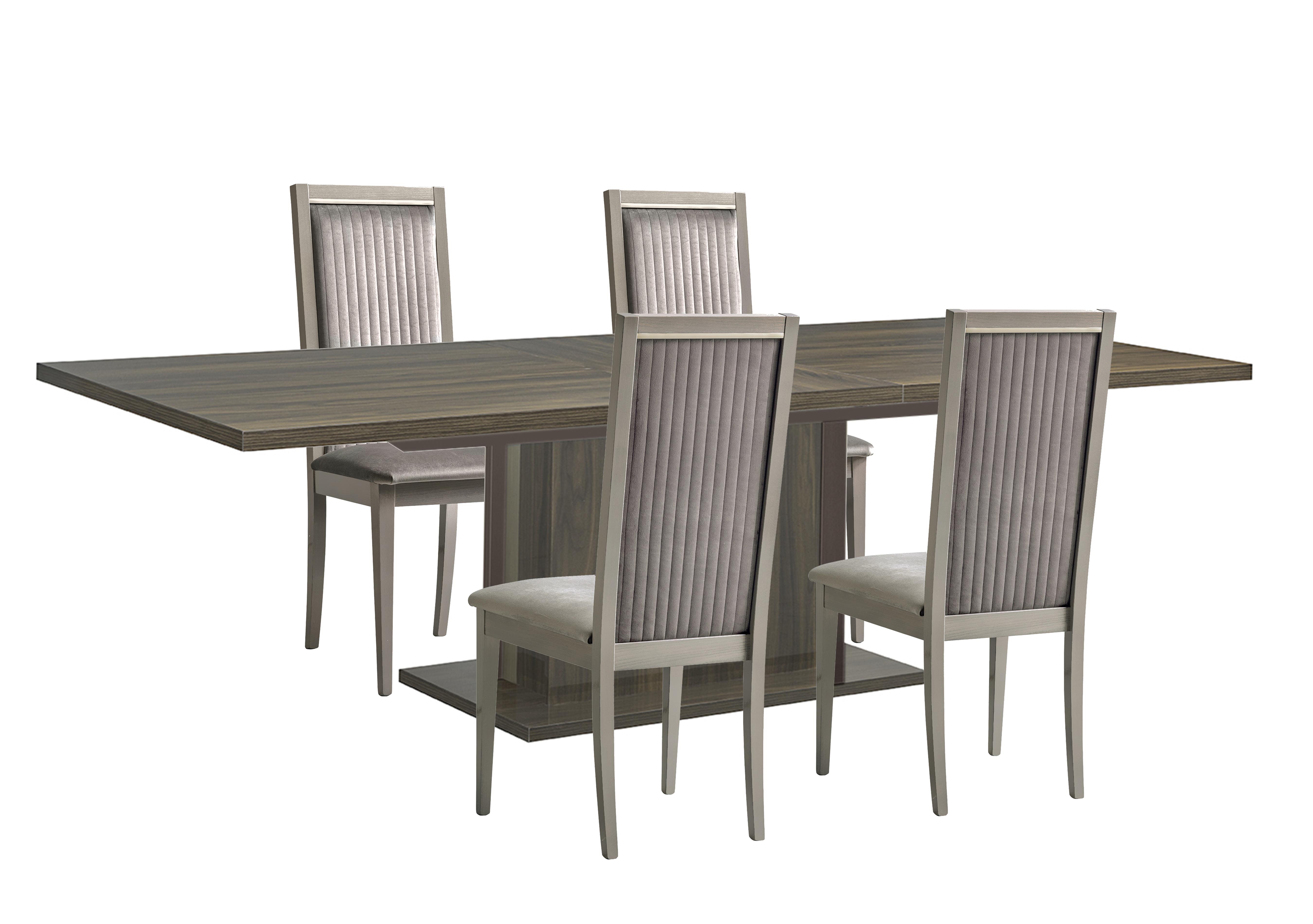 Venezia 200 cm Extending Dining Table and 4 Panelled Fabric Dining Chairs Dining Set in Grey on Furniture Village