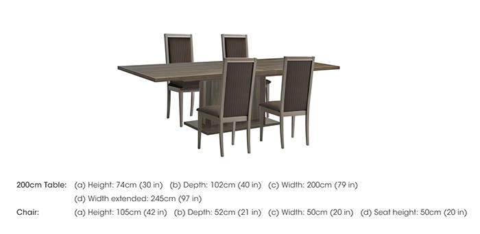 Venezia 200 cm Extending Dining Table and 4 Panelled Faux Leather Dining Chairs Dining Set in  on Furniture Village