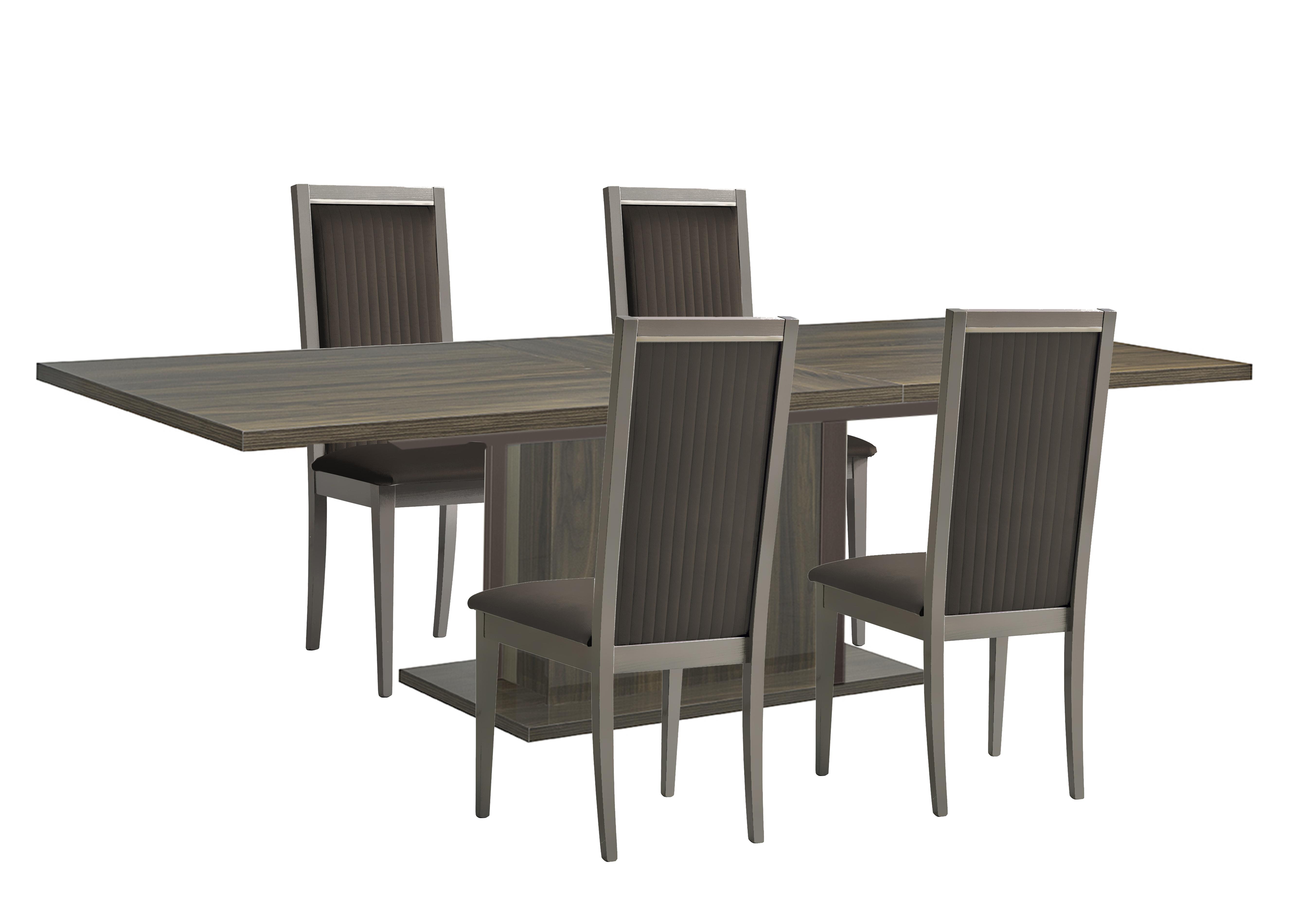 Venezia 200 cm Extending Dining Table and 4 Panelled Faux Leather Dining Chairs Dining Set in Grey on Furniture Village