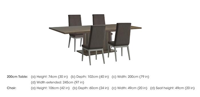 Venezia 200 cm Extending Dining Table and 4 Fluted Faux Leather Dining Chairs Dining Set in  on Furniture Village