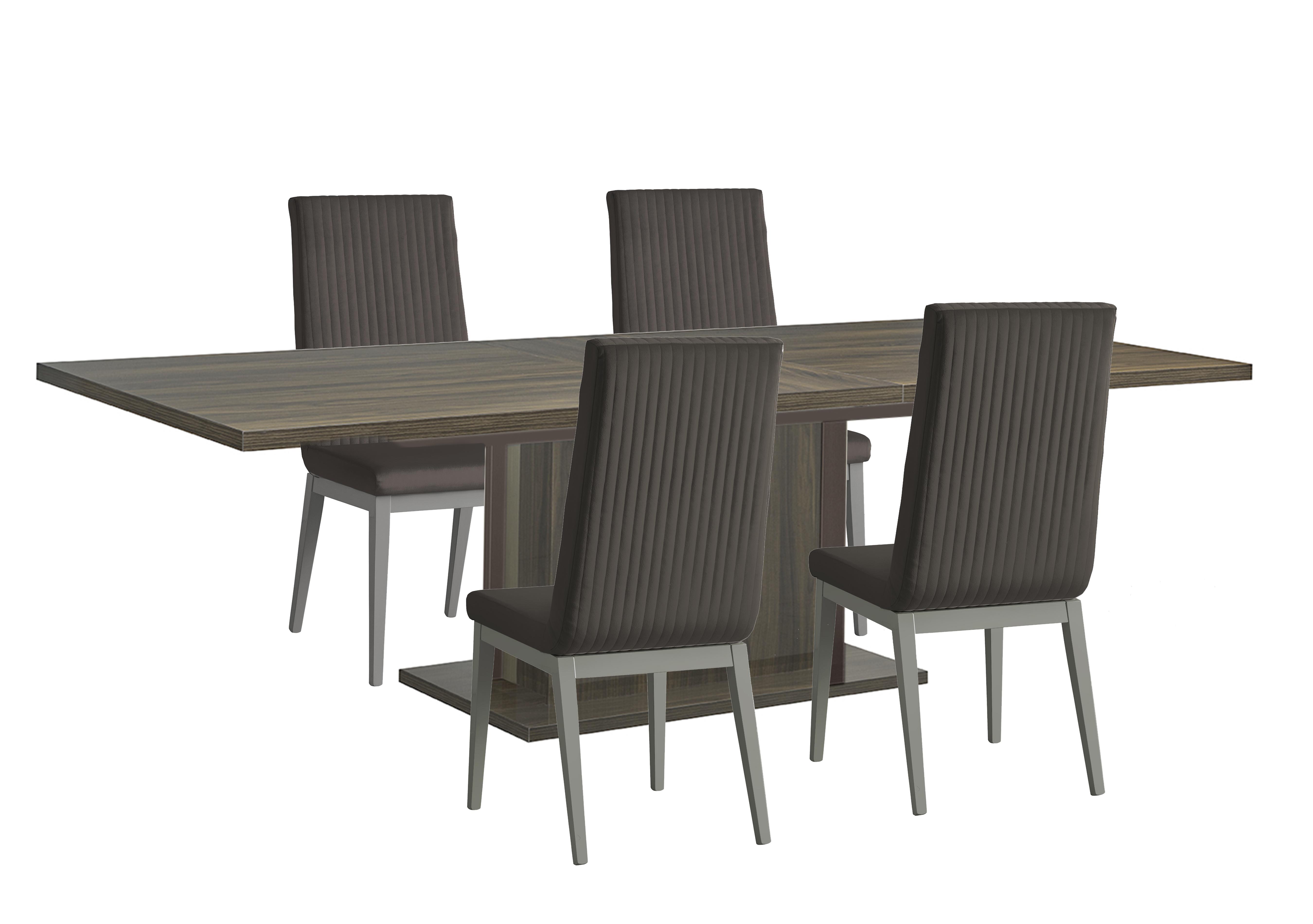 Venezia 200 cm Extending Dining Table and 4 Fluted Faux Leather Dining Chairs Dining Set in Grey on Furniture Village