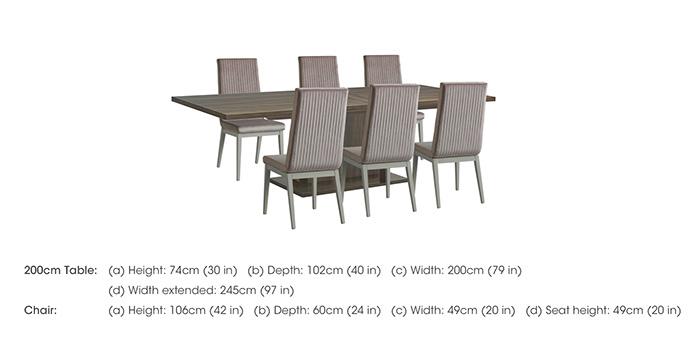 Venezia 200 cm Extending Dining Table and 6 Fluted Fabric Dining Chairs Dining Set in  on Furniture Village