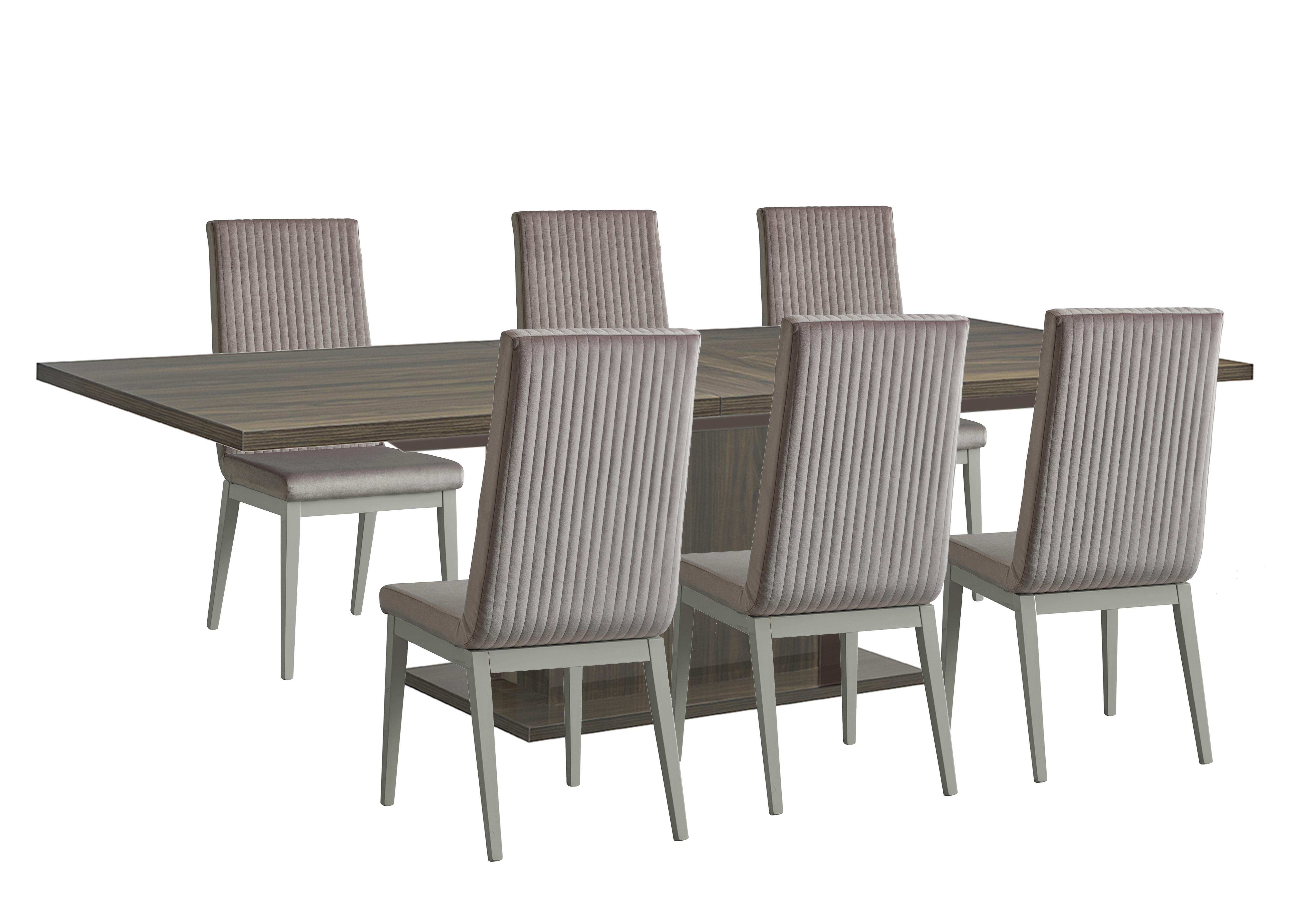 Venezia 200 cm Extending Dining Table and 6 Fluted Fabric Dining Chairs Dining Set in Grey on Furniture Village
