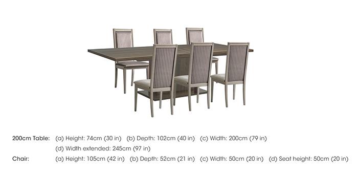 Venezia 200 cm Extending Dining Table and 6 Panelled Fabric Dining Chairs Dining Set in  on Furniture Village